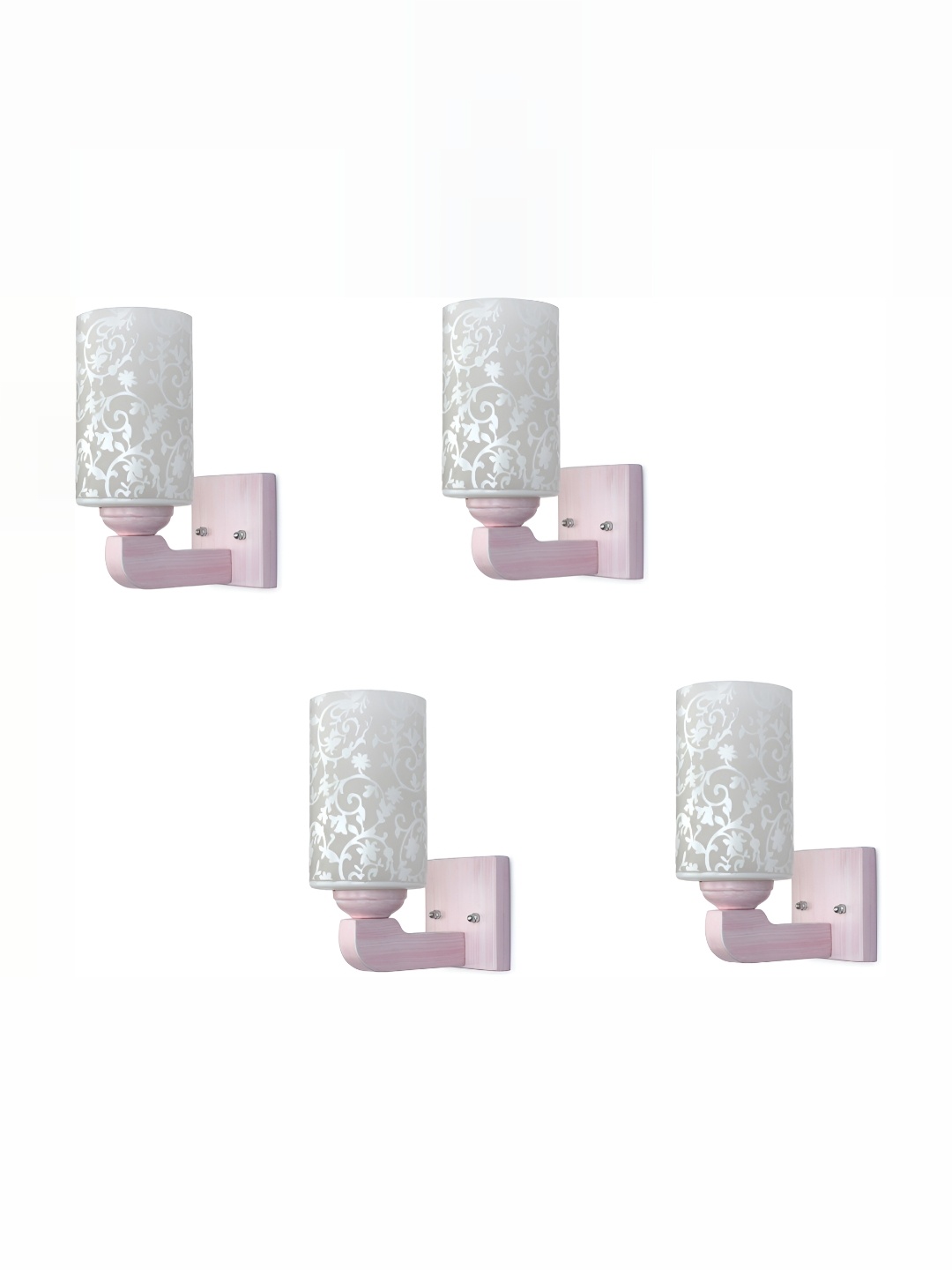 

1ST TIME White 4 Pieces Printed Glass Traditional Cylinder Shaped Wall Lamp