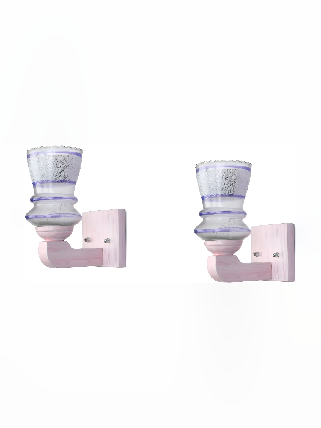 

1ST TIME White & Purple 2 Pc Printed Glass Traditional Wall Lamp