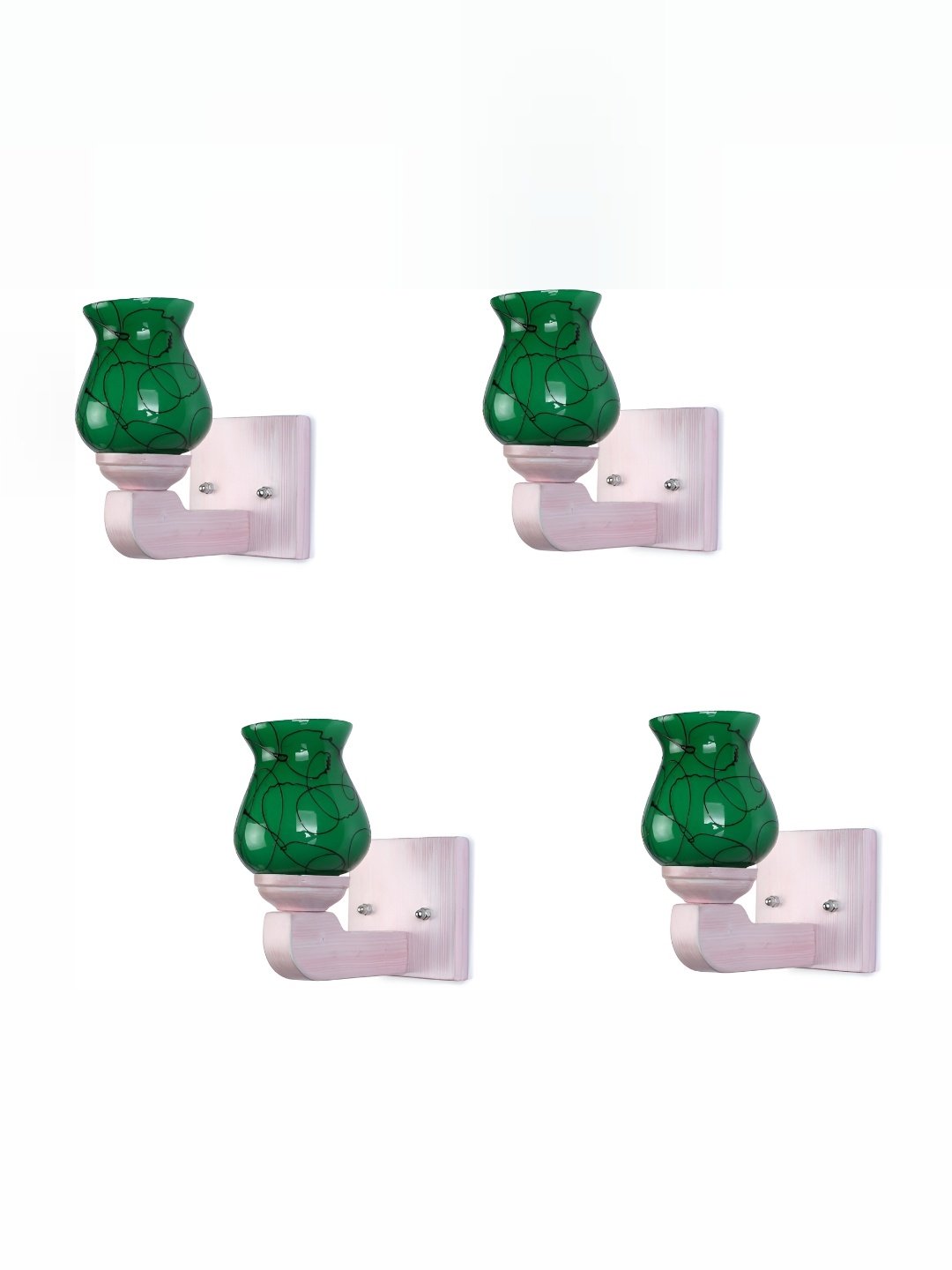 

1ST TIME Green 4 Pieces Printed Glass Traditional Cylinder Shaped Wall Lamp