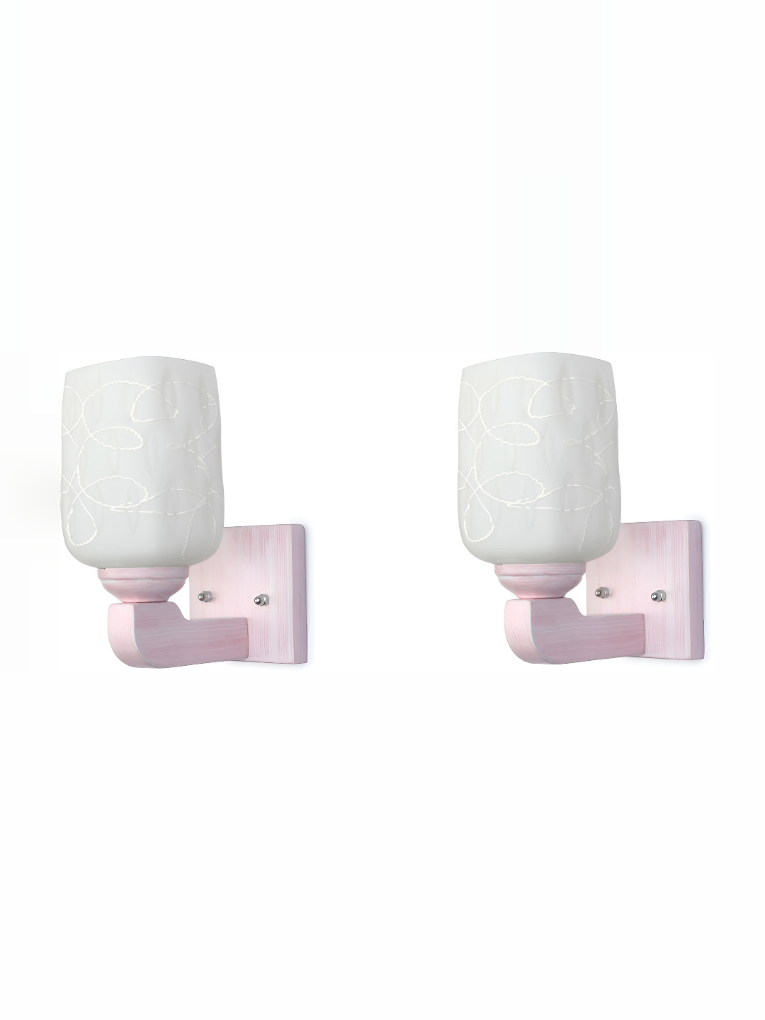 

1ST TIME White 2 Pieces Printed Glass Traditional Rectangle Shaped Wall Lamps
