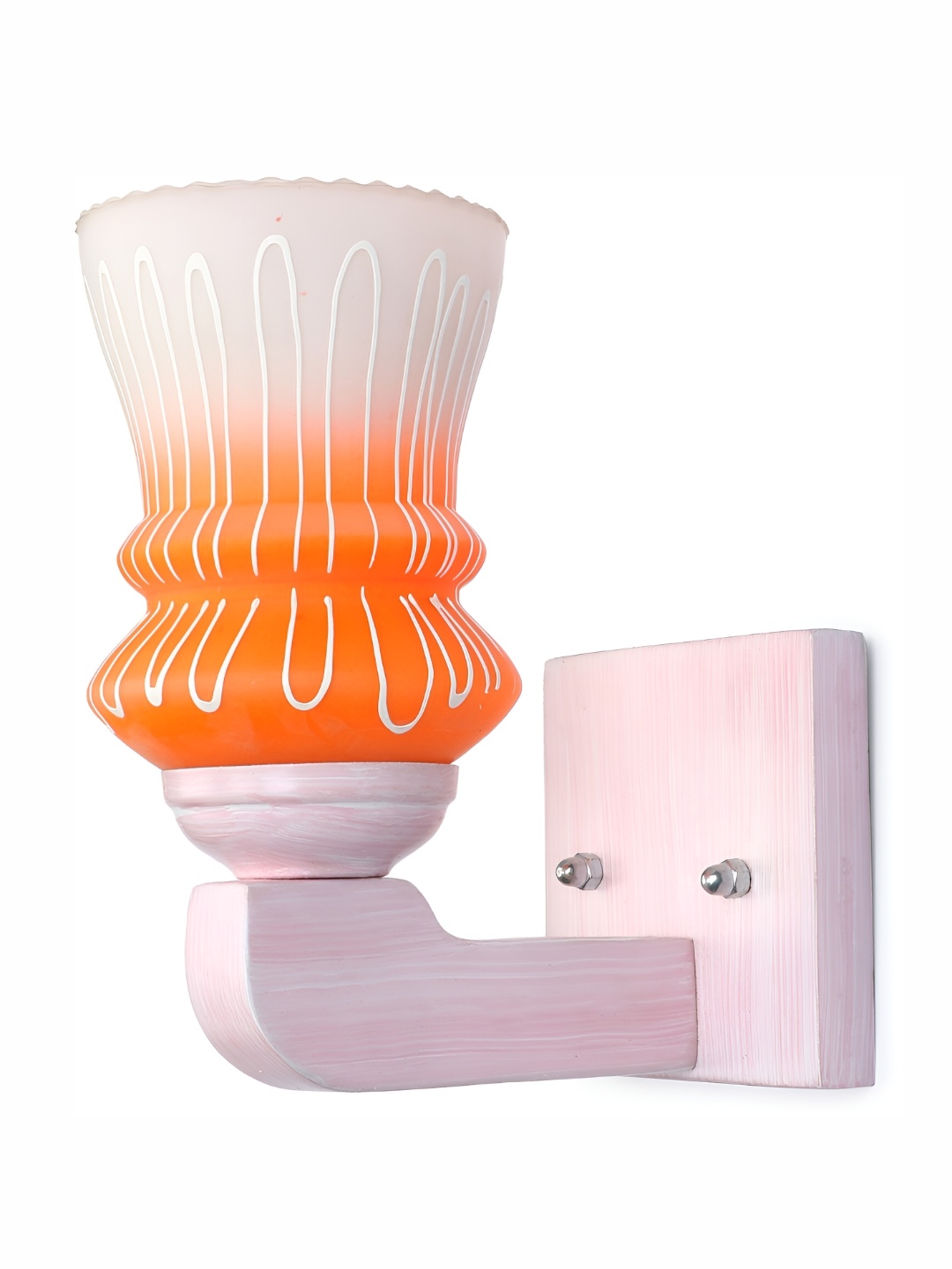 

1ST TIME White & Orange Printed Glass Traditional Abstract Shaped Shaped Wall Lamp