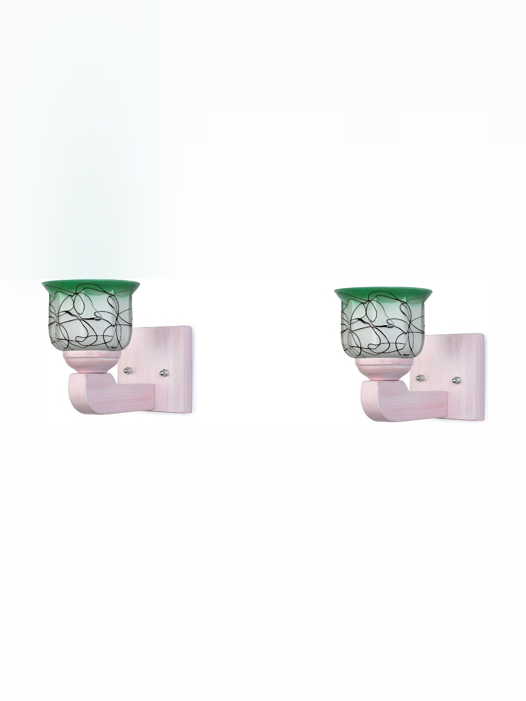 

1ST TIME Green & Black 2Pcs Textured Glass Traditional Rectangle Shaped Wall Lamps