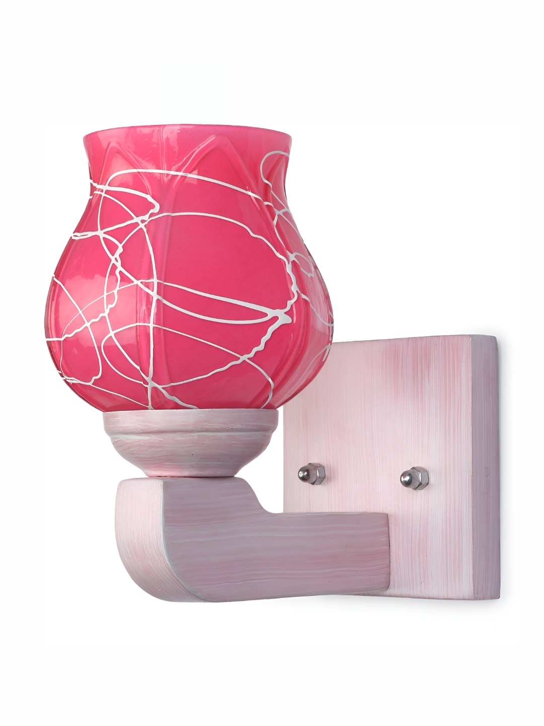 

1ST TIME Pink & White Printed Glass Abstract Shaped Contemporary Wall Lamp