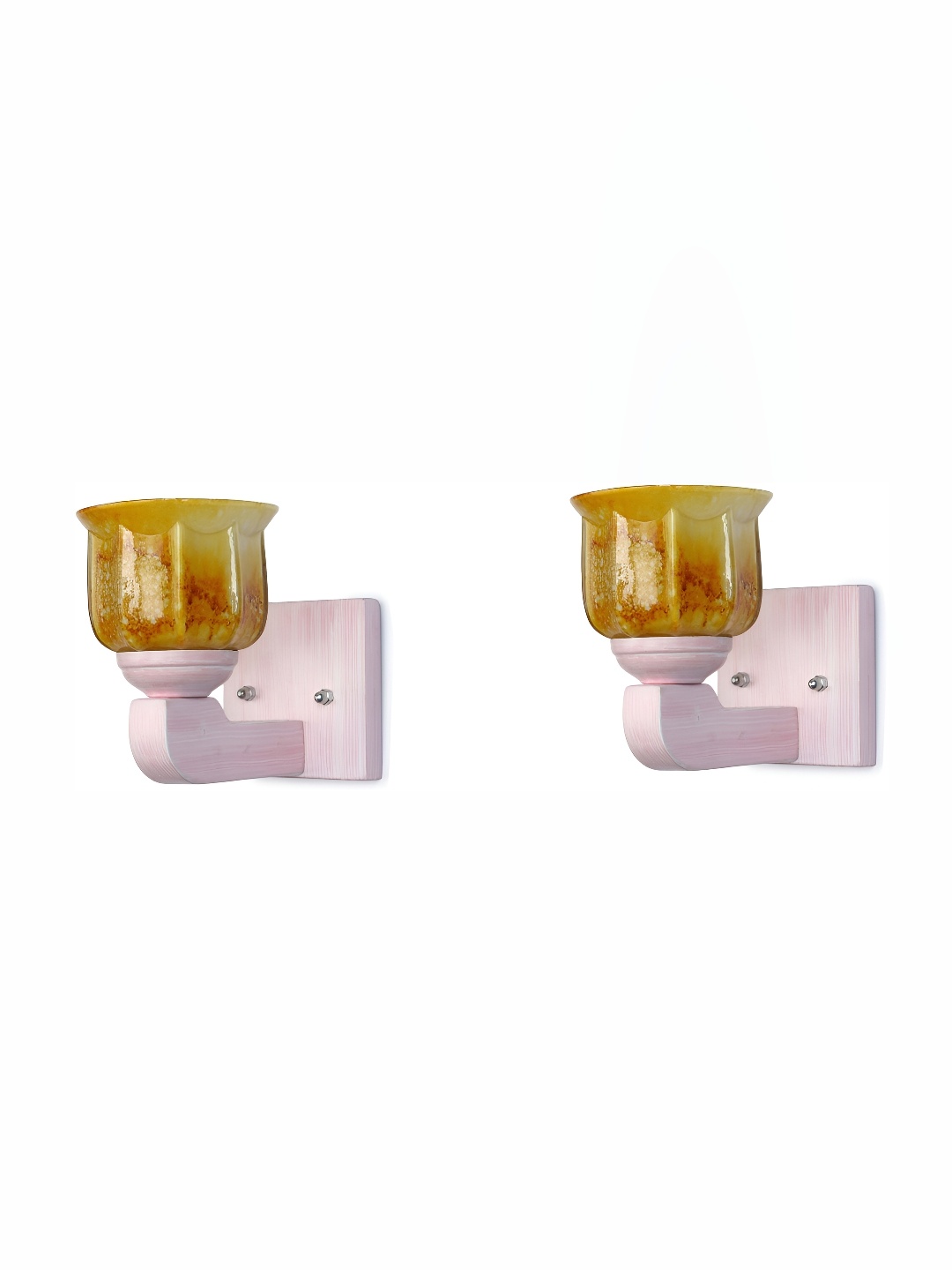 

1ST TIME Yellow & Purple 2 Pieces Textured Glass Traditional Wall Lamps