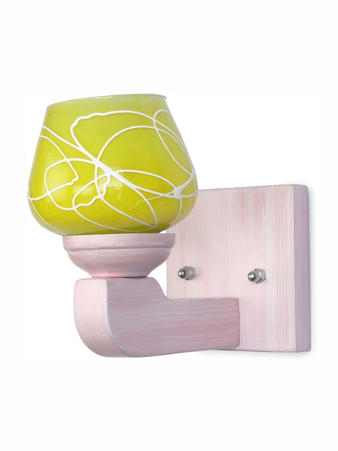 

1ST TIME Yellow & White Printed Glass Traditional Wall Lamp