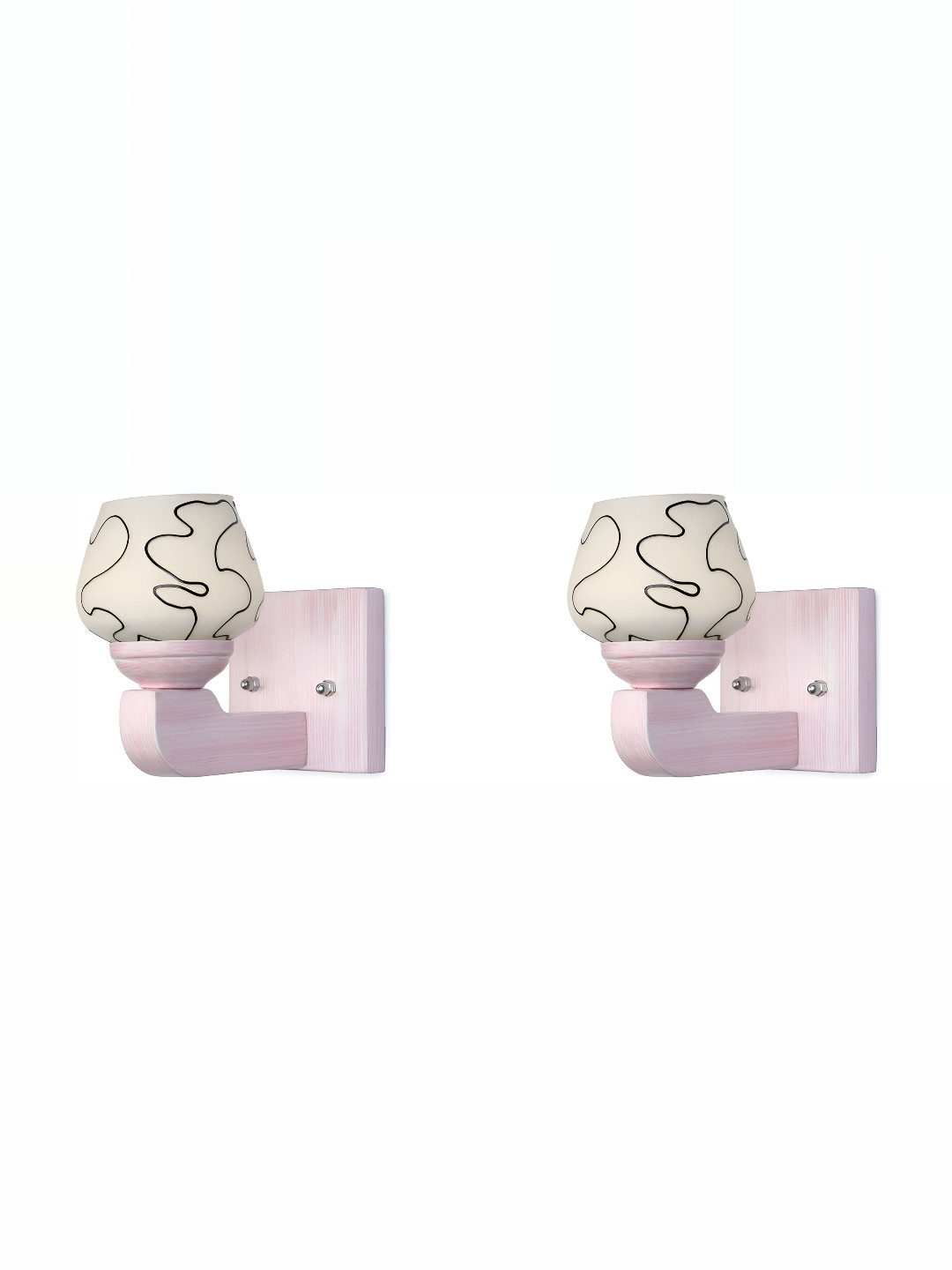 

1ST TIME White & Black 2Pcs Printed Glass Traditional Wall Lamps