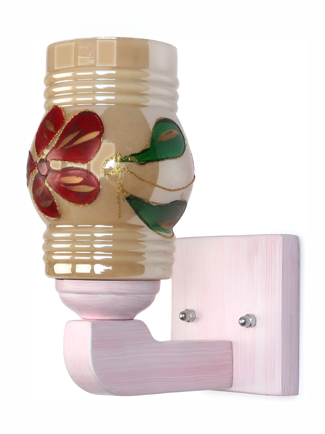 

1ST TIME Brown & Maroon Printed Glass Contemporary Cylinder Shaped Wall Lamp