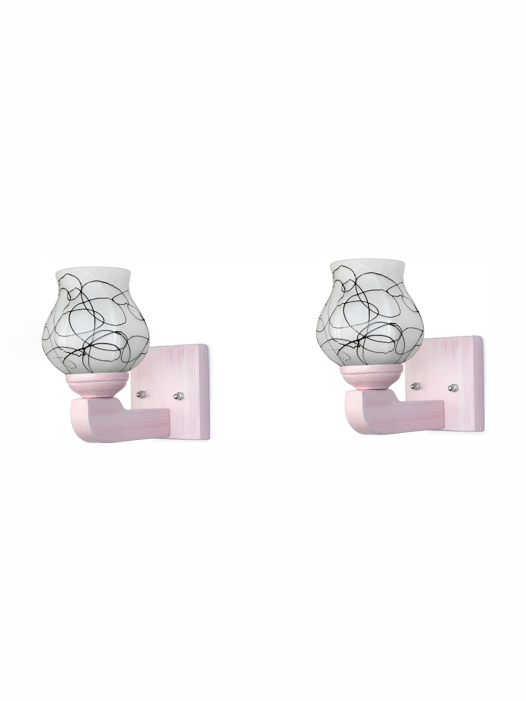 

1ST TIME White & Black 2 Pieces Printed Glass Traditional Wall Lamp