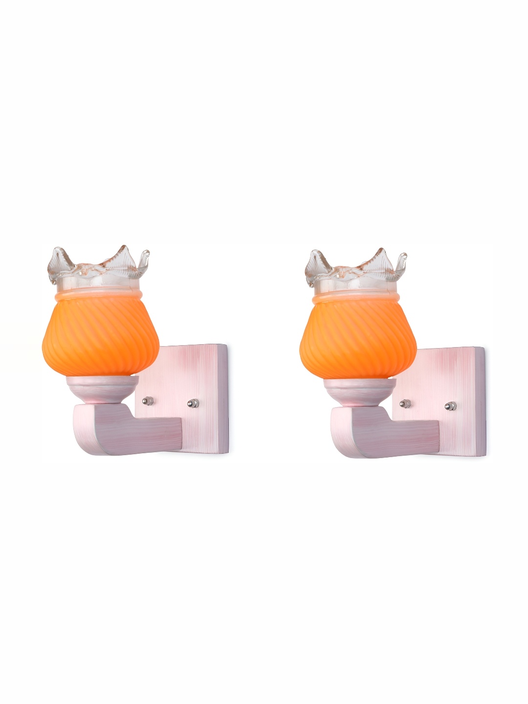 

1ST TIME Orange & Transparent 2 Pieces Textured Glass Traditional Wall Lamp