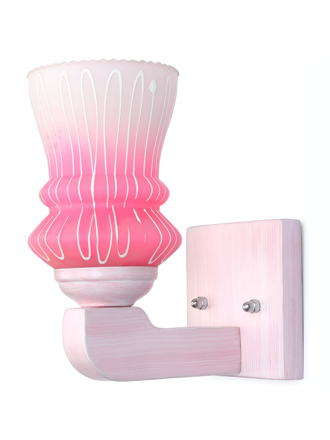 

1ST TIME White & Pink Textured Glass Traditional Cylinder Shaped Wall Lamp