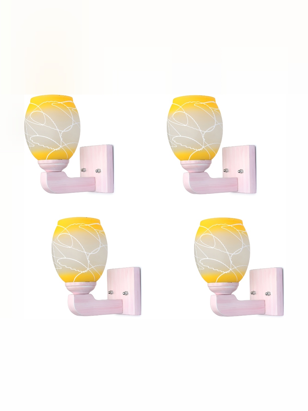 

1ST TIME White & Yellow 4 Pieces Printed Glass Traditional Wall Lamp