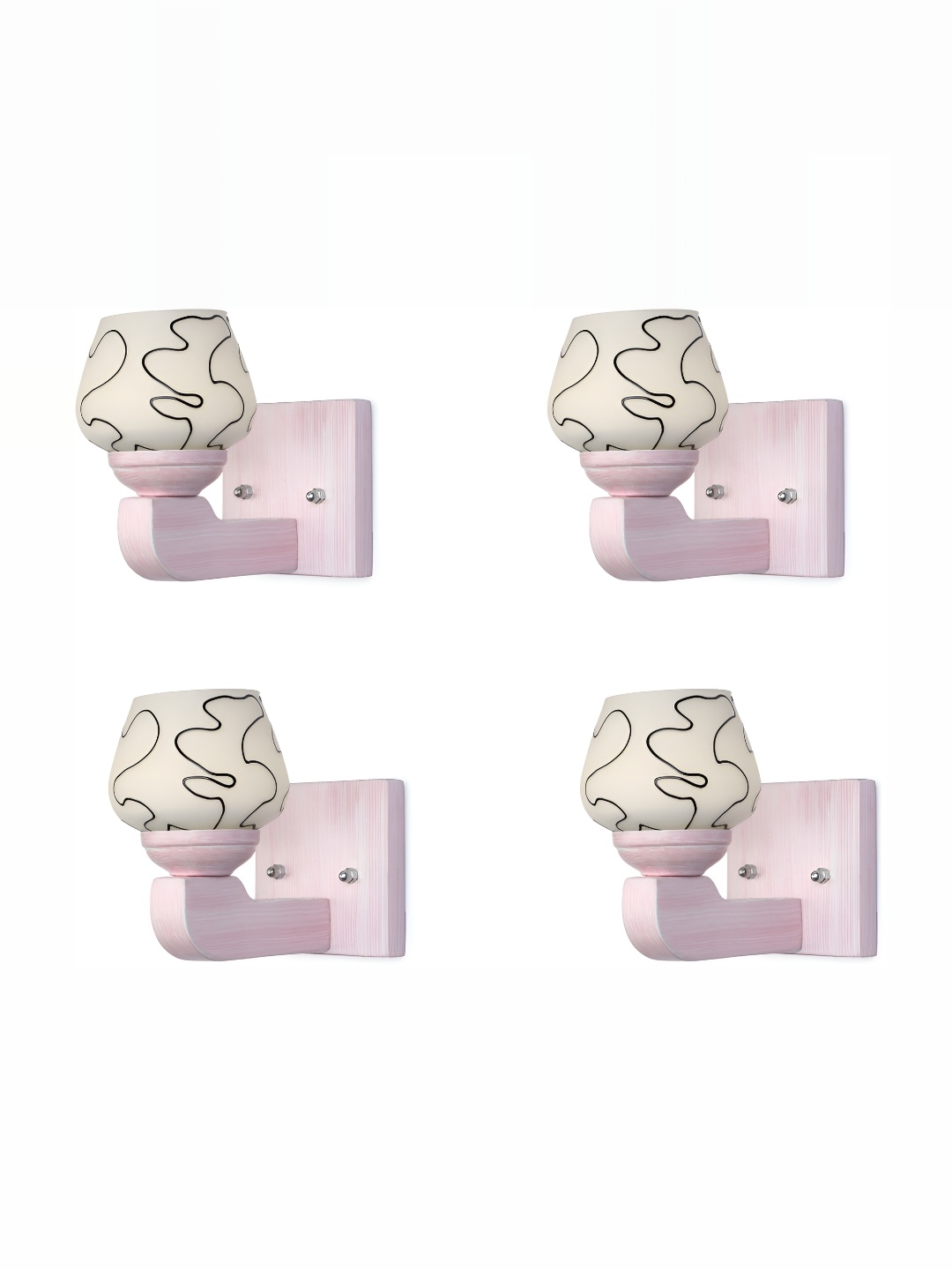 

1ST TIME White & Black 4 Pieces Printed Glass Traditional Wall Lamp