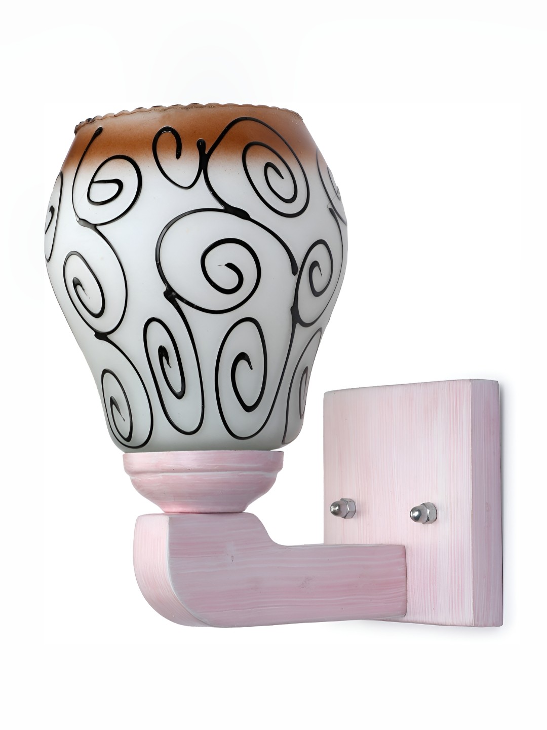 

1ST TIME White & Black Printed Glass Traditional Cylinder Shaped Wall Lamp