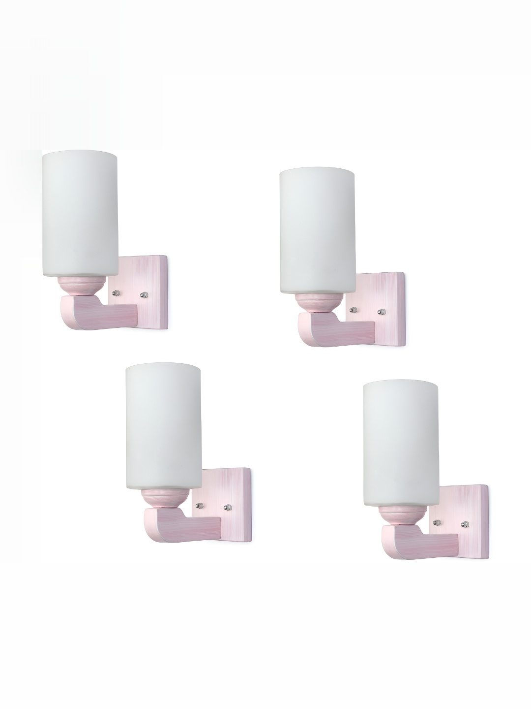 

1ST TIME White & Pink 4 Pieces Cylindrical Shaped Glass Wall Lamps