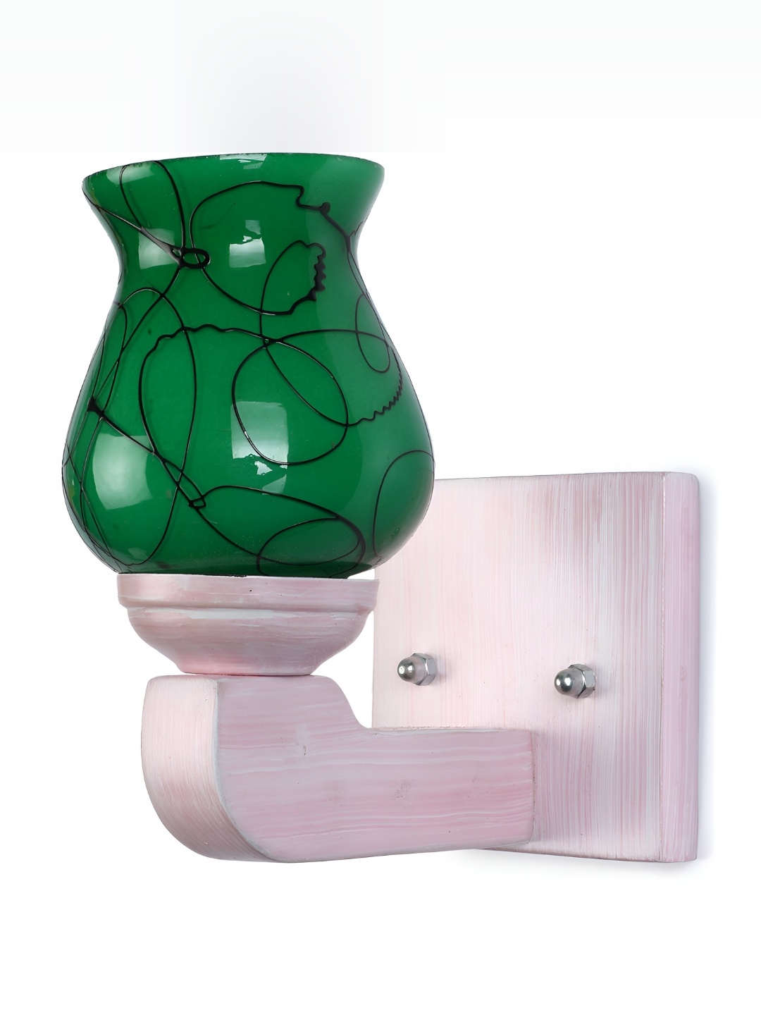 

1ST TIME Green Printed Glass Traditional Cylinder Shaped Wall Lamp