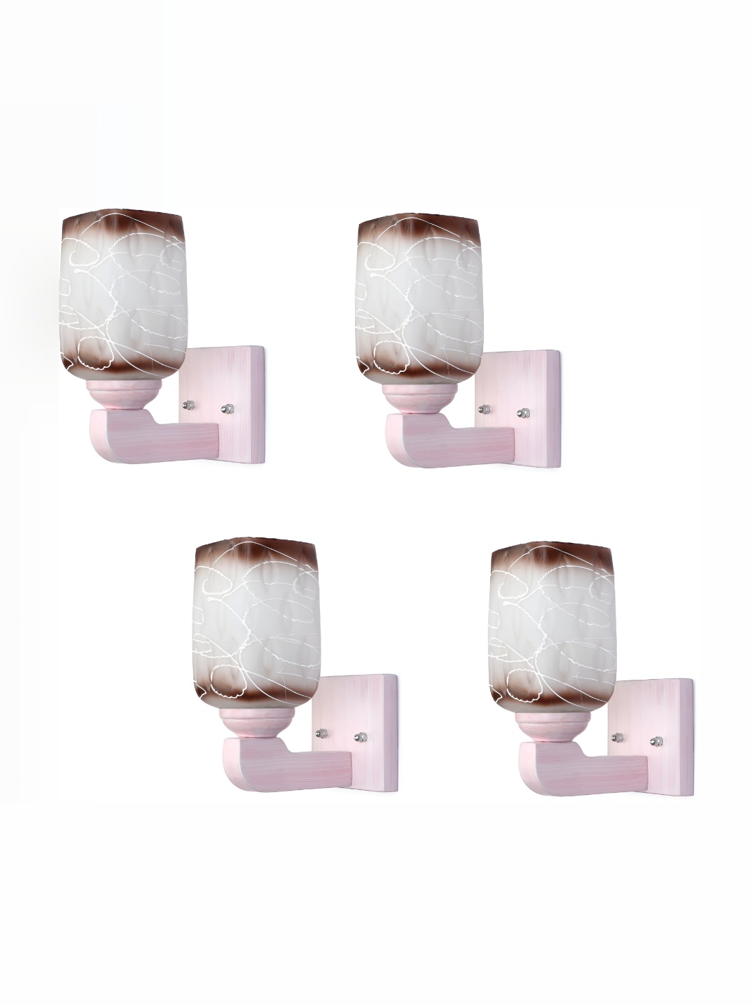

1ST TIME White & Brown 4 Pieces Printed Glass Contemporary Rectangle Shaped Wall Lamp