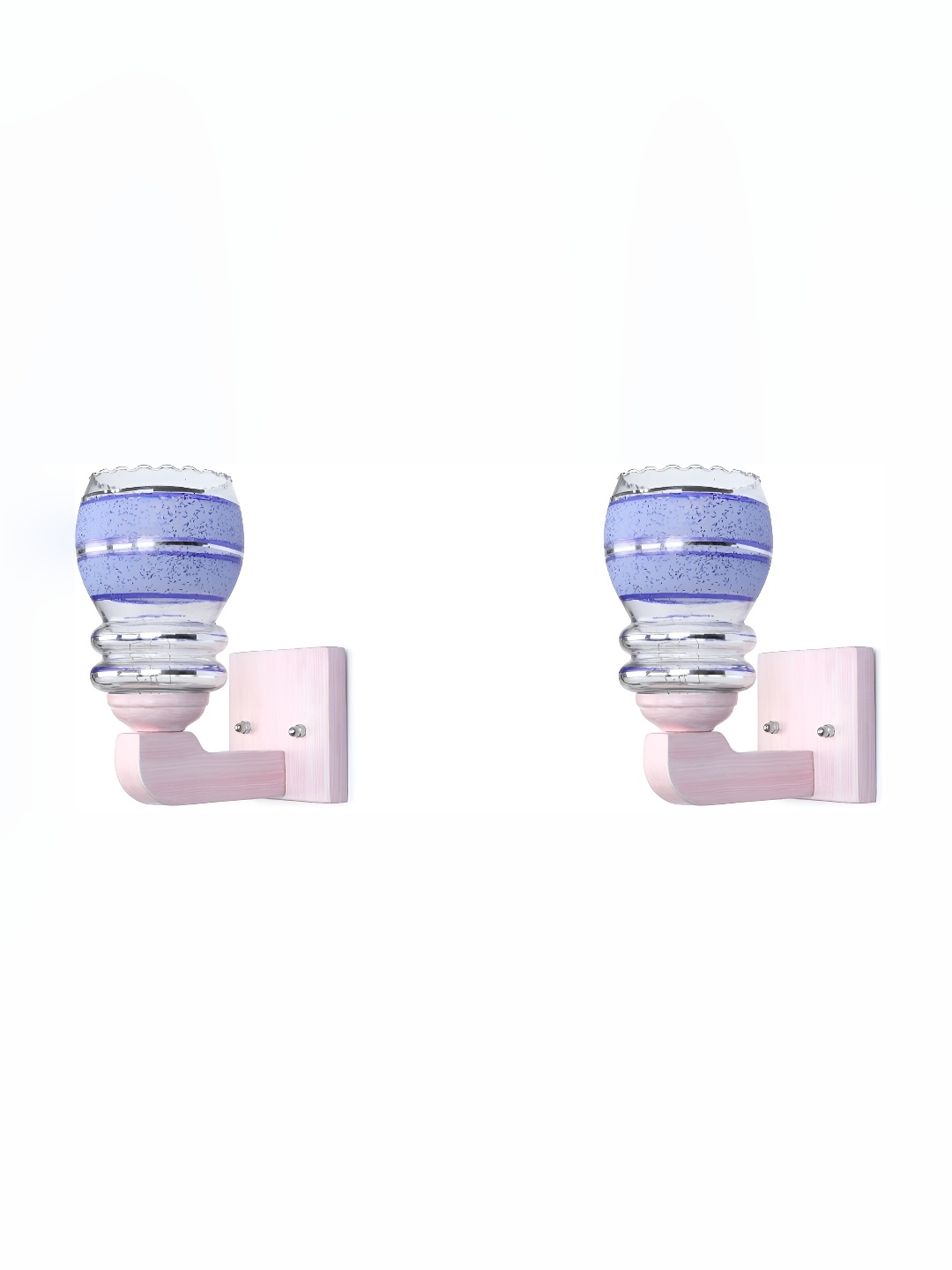 

1ST TIME Blue & Transparent 2 Pieces Printed Abstract Shaped Glass Wall Lamps