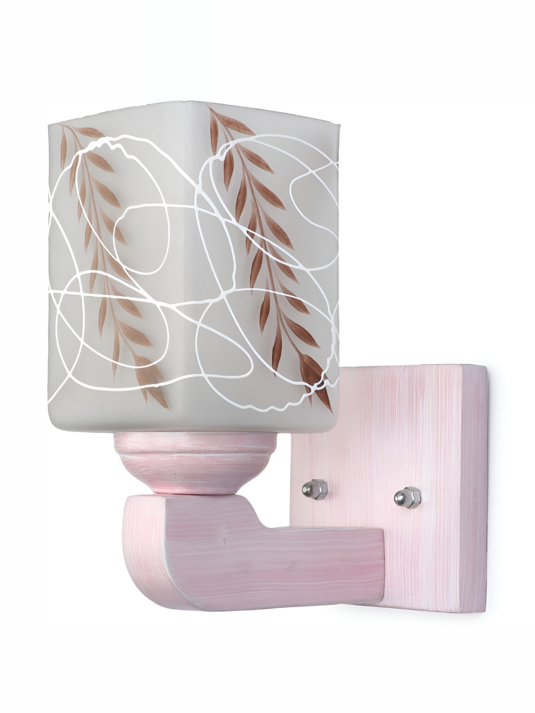 

1ST TIME White & Brown Printed Glass Traditional Rectangle Shaped Wall Lamp