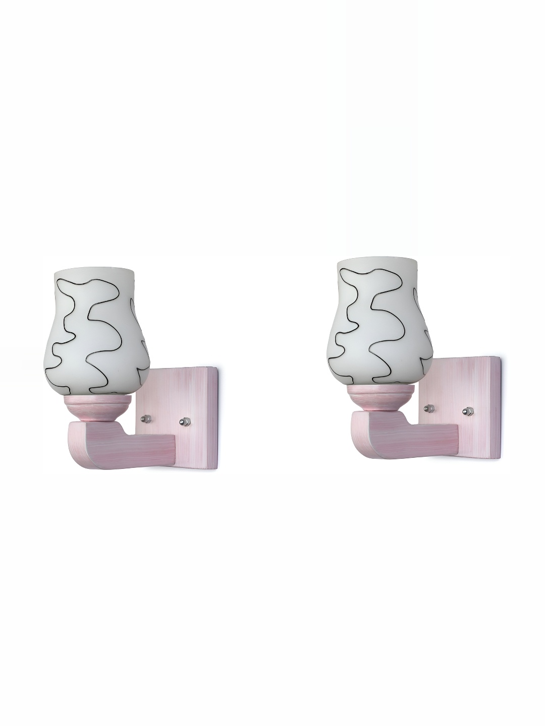

1ST TIME White & Black 2 Pieces Printed Glass Contemporary Wall Lamps