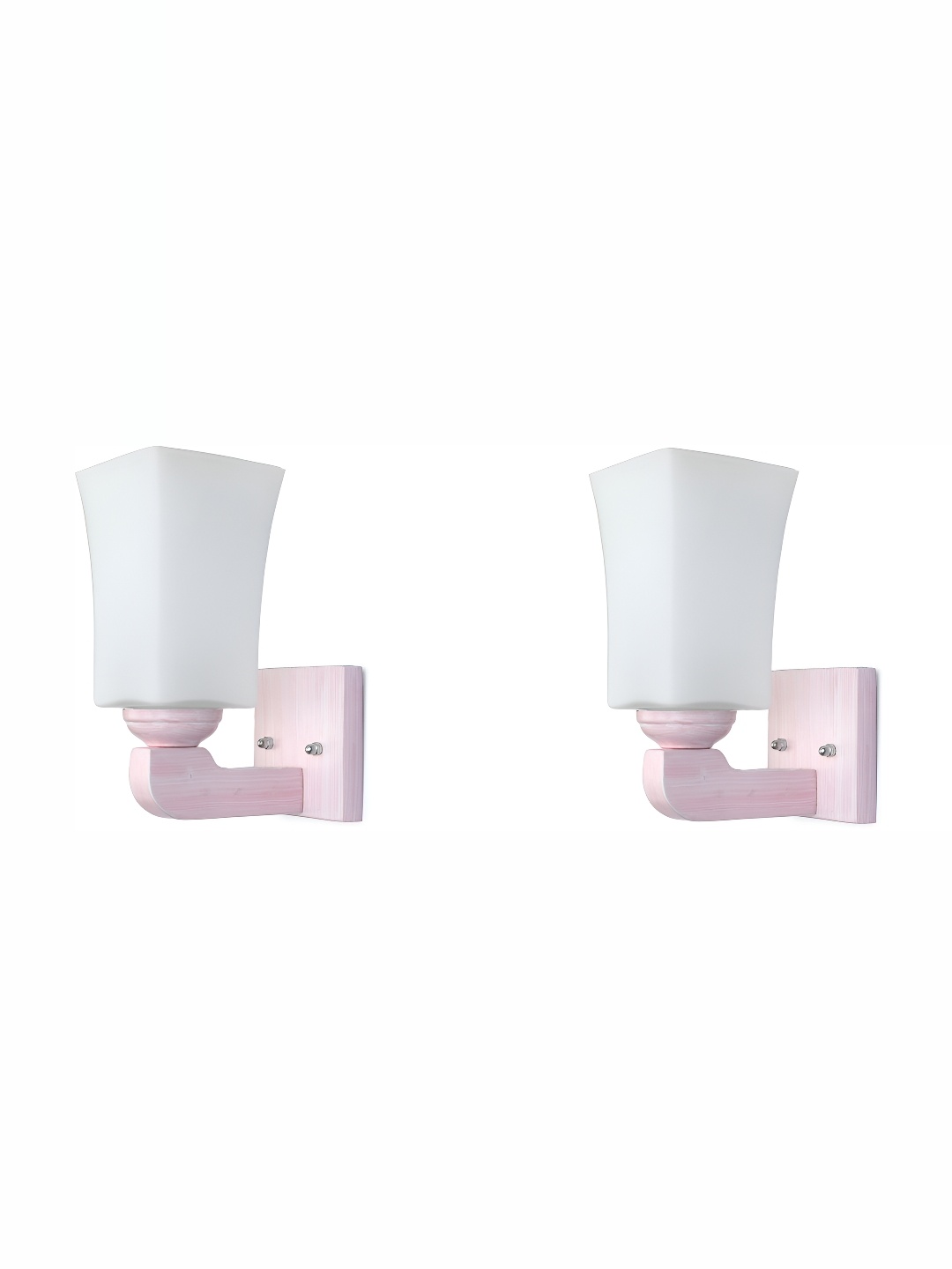 

1ST TIME White & Pink 2 Pieces Abstract Shaped Glass Wall Lamps