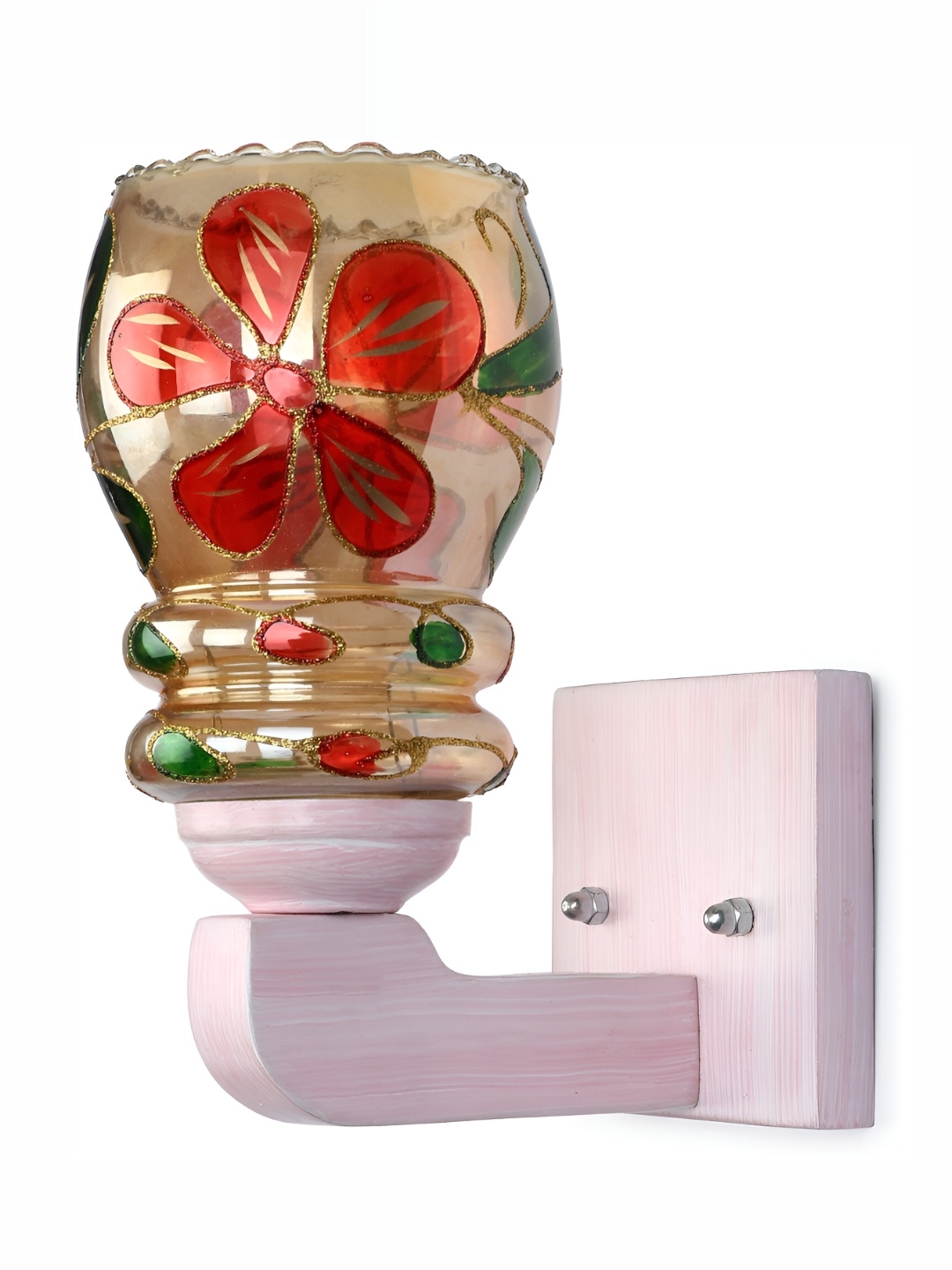 

1ST TIME Pink & Green Printed Glass Traditional Wall Lamp