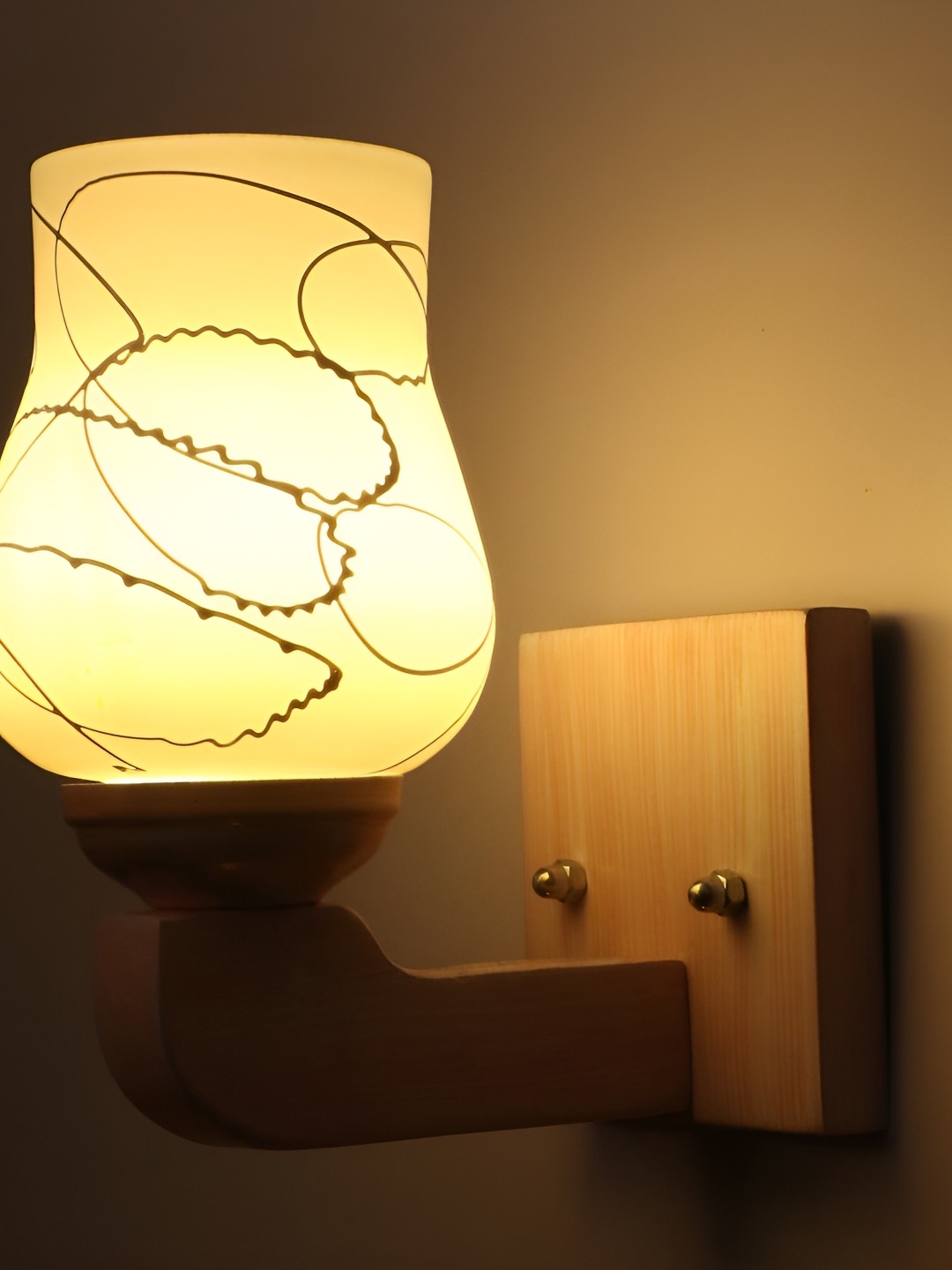 

1ST TIME White Printed Glass Traditional Wall Lamp