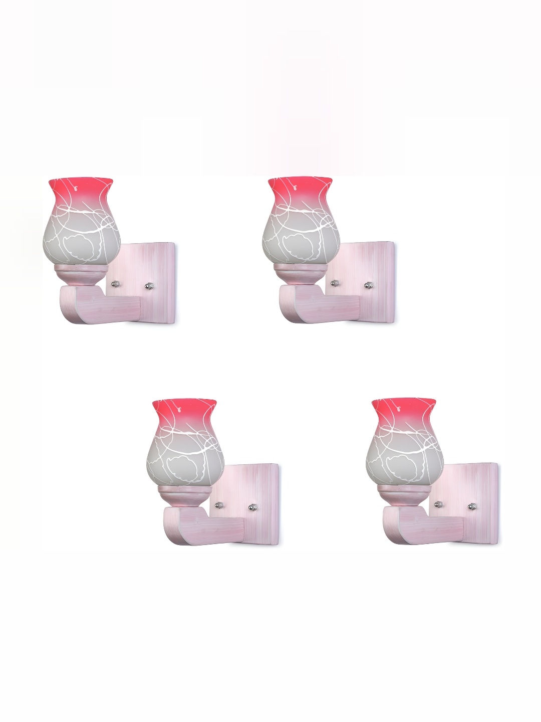 

1ST TIME White & Pink 4Pcs Colourblocked Glass Traditional Wall Lamps