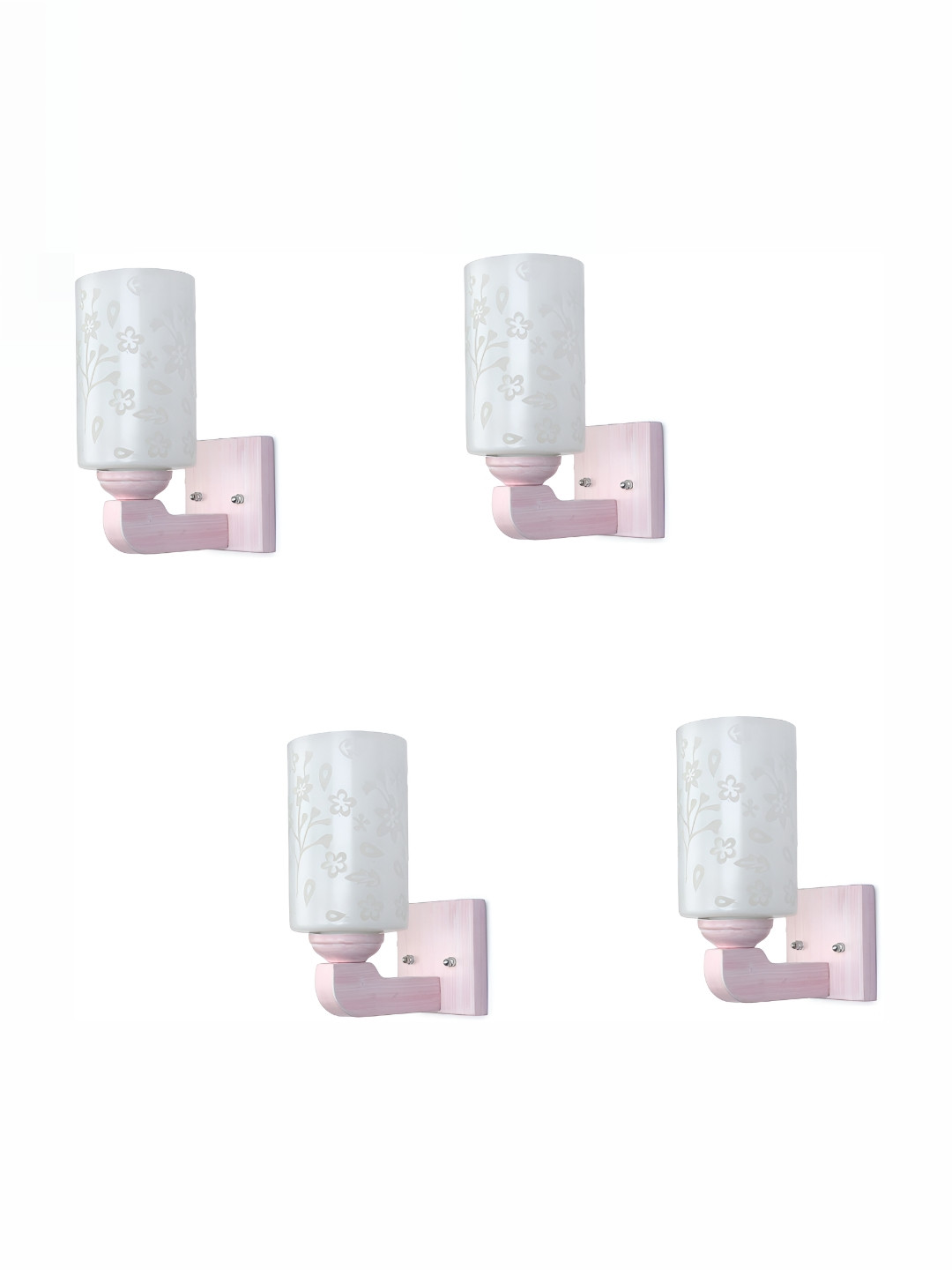

1ST TIME White 2 Pieces Printed Glass Traditional Cylinder Shaped Wall Lamp
