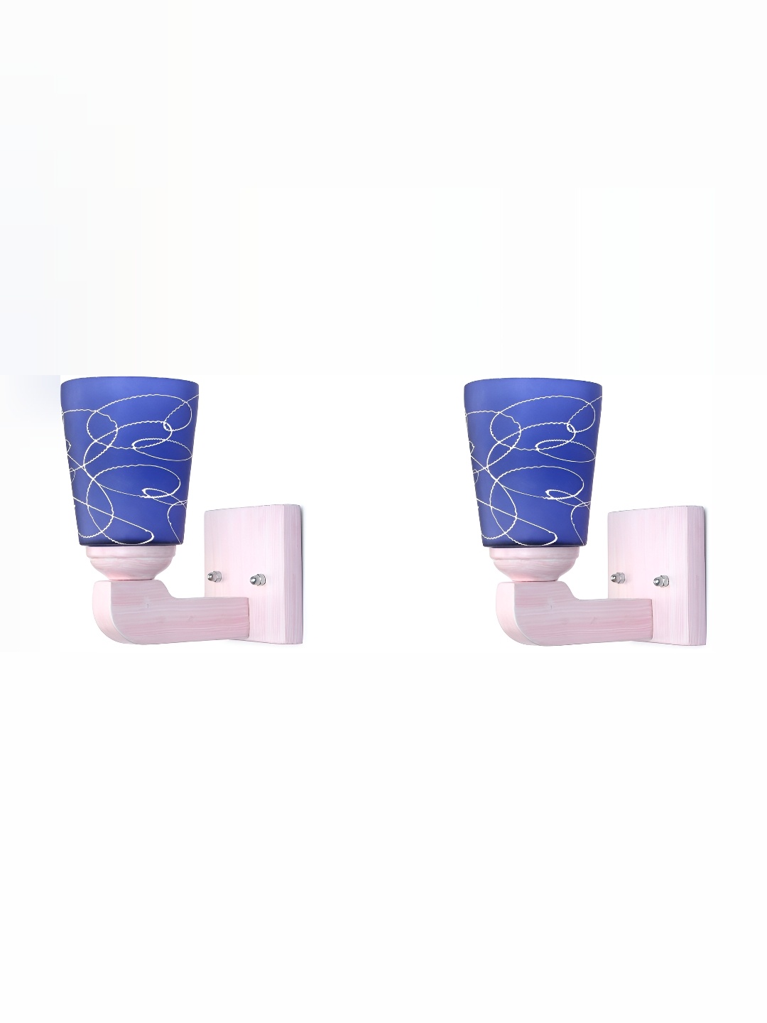 

1ST TIME Blue & White 2 Pieces Textured Glass Traditional Abstract Shaped Wall Lamp