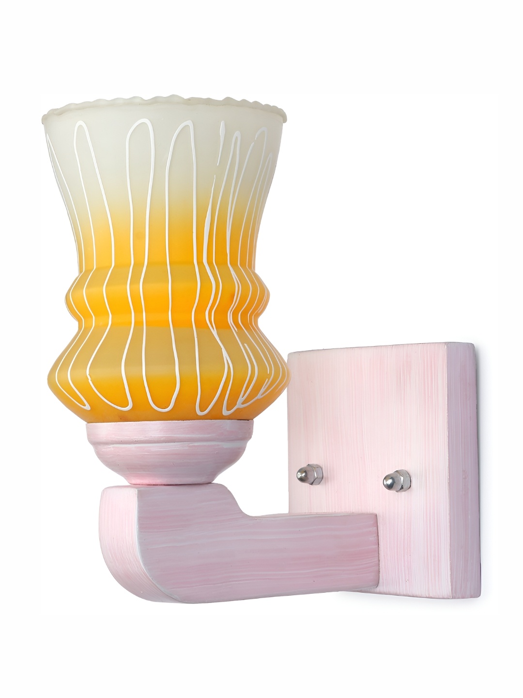 

1ST TIME White & Yellow Textured Glass Traditional Abstract Shaped Wall Lamp