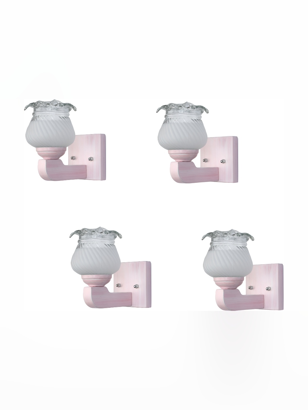 

1ST TIME White & Pink 4 Pcs Textured Glass Contemporary Abstract Shaped Wall Lamp