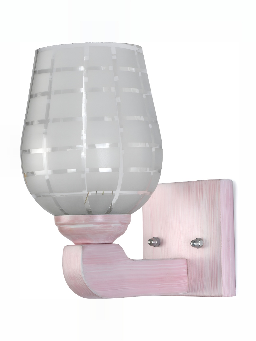 

1ST TIME Silver Toned & Pink Printed Abstract Shaped Glass Wall Lamp