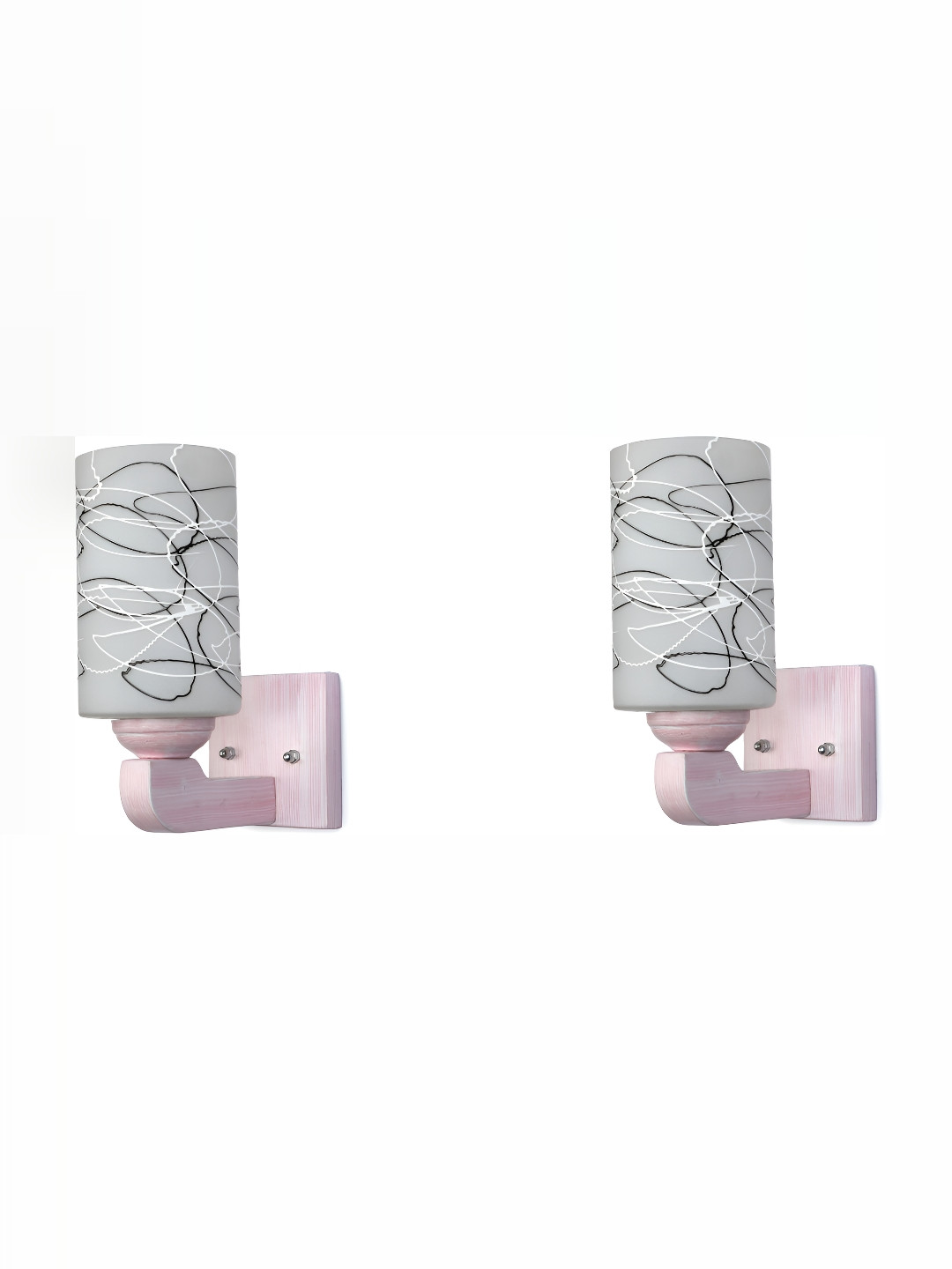 

1ST TIME White & Black 2 Pieces Textured Glass Cylindrical Shaped Contemporary Wall Lamps
