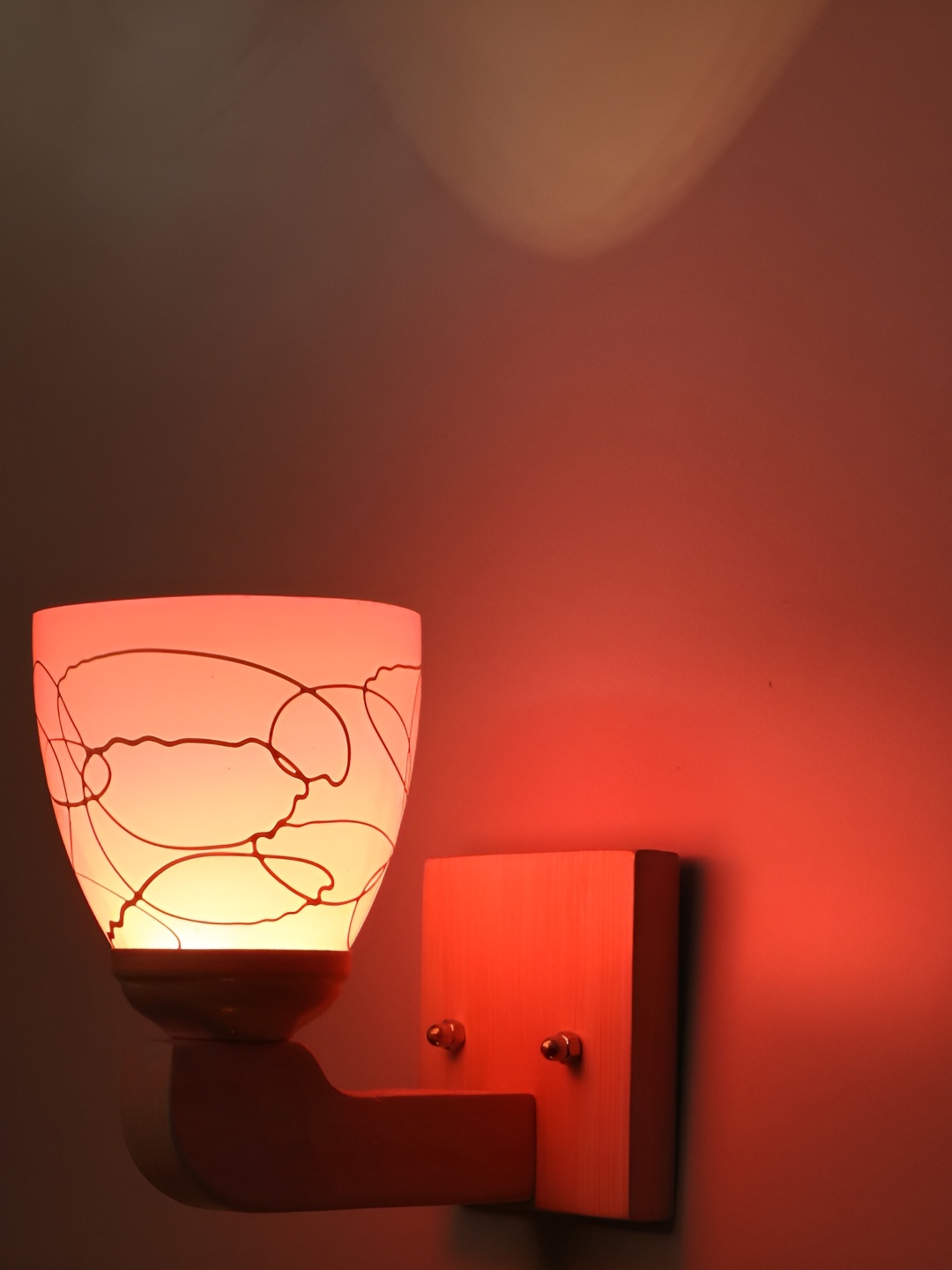 

1ST TIME Pink & White Printed Glass Contemporary Bell Shaped Wall Lamp