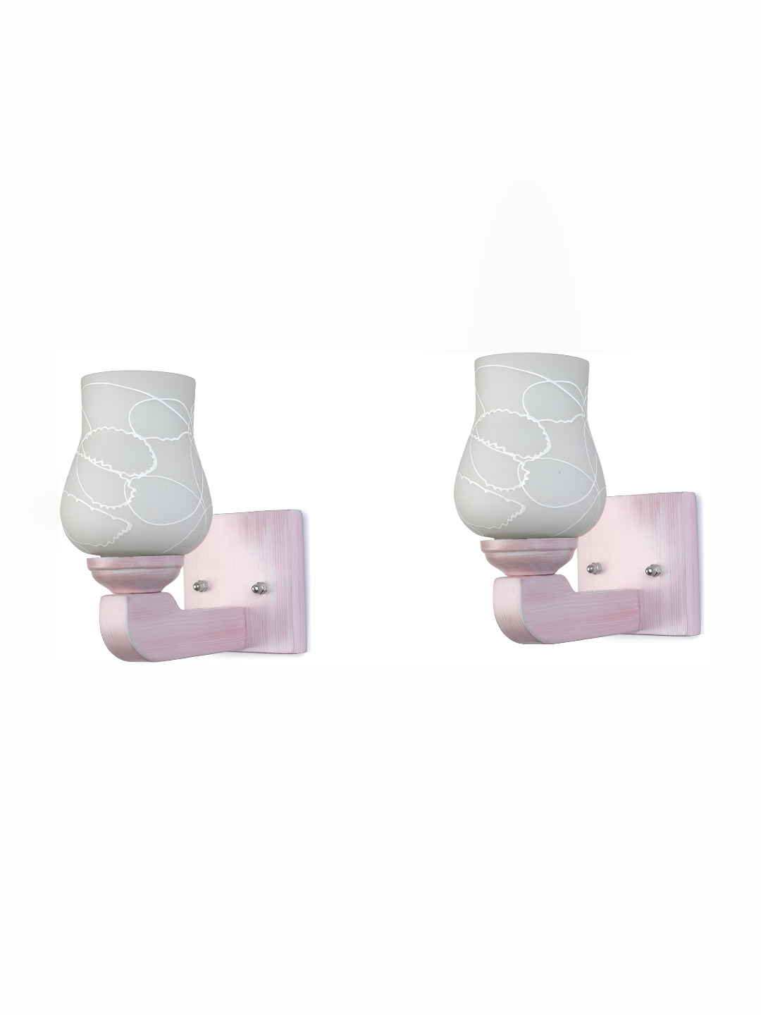 

1ST TIME White 2Pcs Printed Glass Traditional Wall Lamps