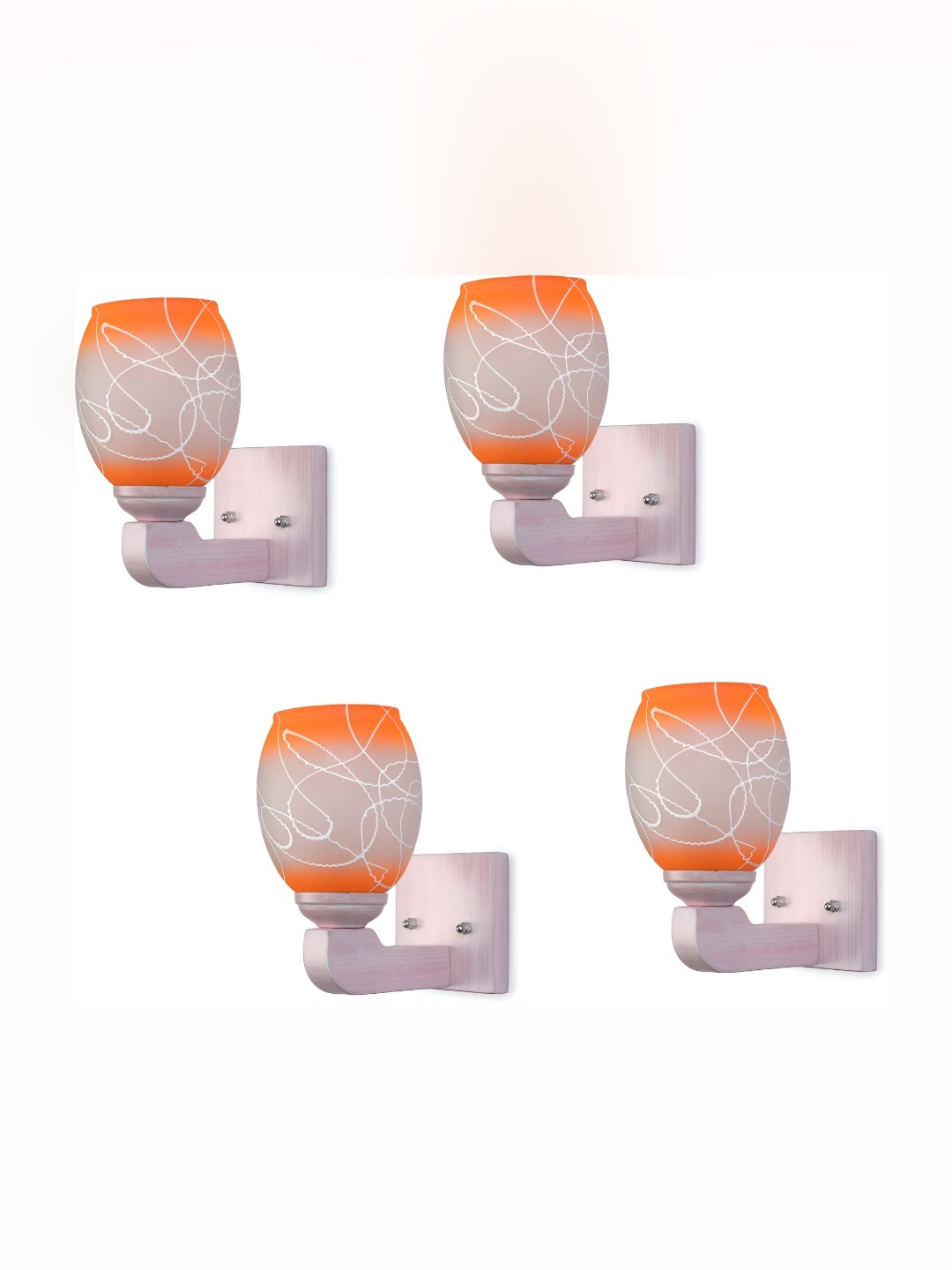 

1ST TIME Orange & White 4 Pieces Printed Glass Traditional Rectangle Shaped Wall Lamp