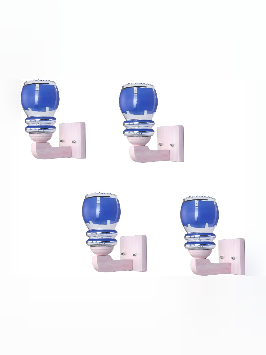 

1ST TIME Blue & White 4Pcs Colourblocked Glass Traditional Abstract Shaped Wall Lamp