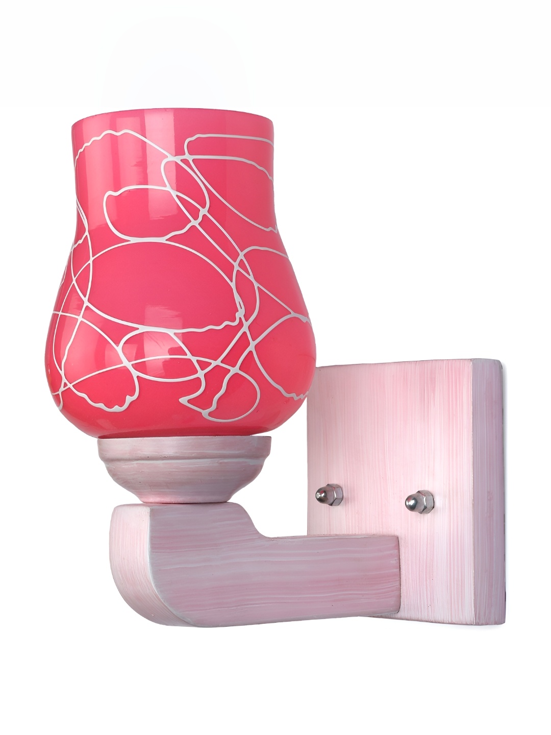 

1ST TIME Pink & White Textured Glass Traditional Cylinder Shaped Wall Lamp