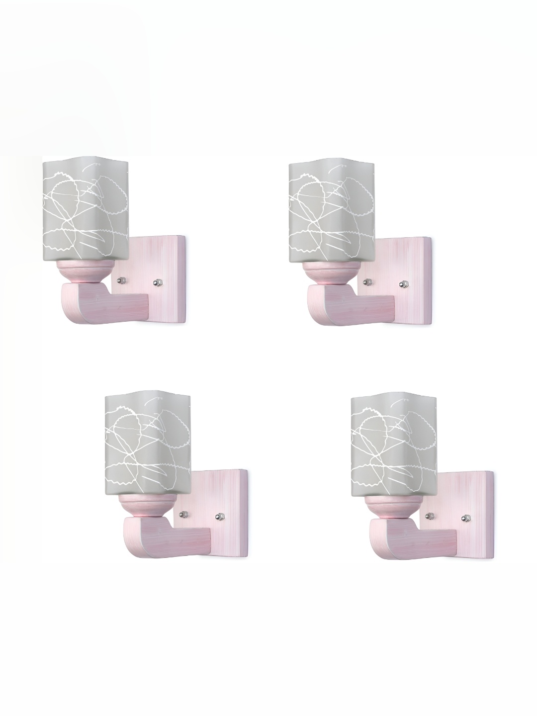 

1ST TIME Grey & Pink 4 Pieces Printed Glass Contemporary Wall Lamps