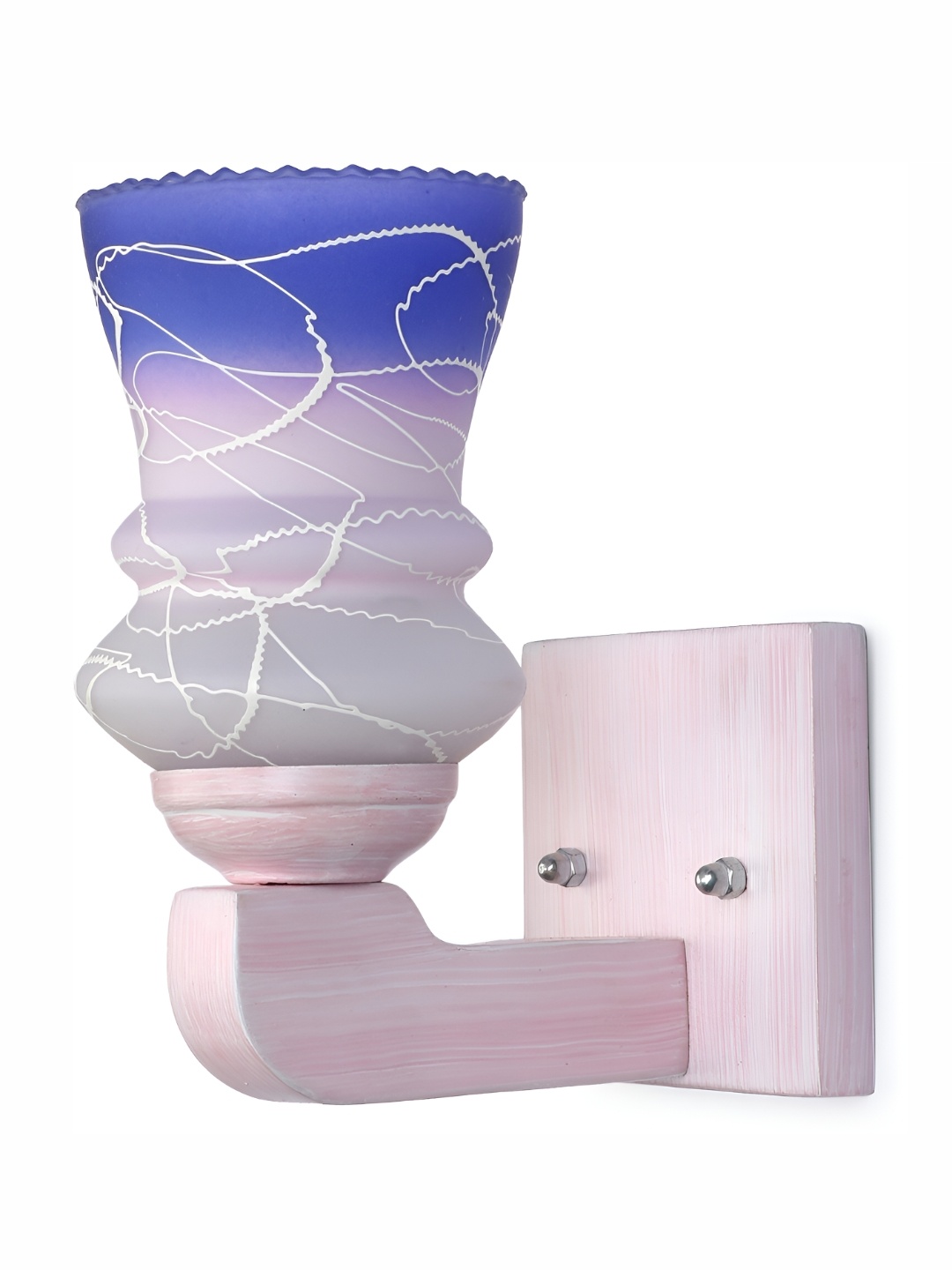 

1ST TIME White & Blue Printed Glass Traditional Cylinder Shaped Wall Lamp