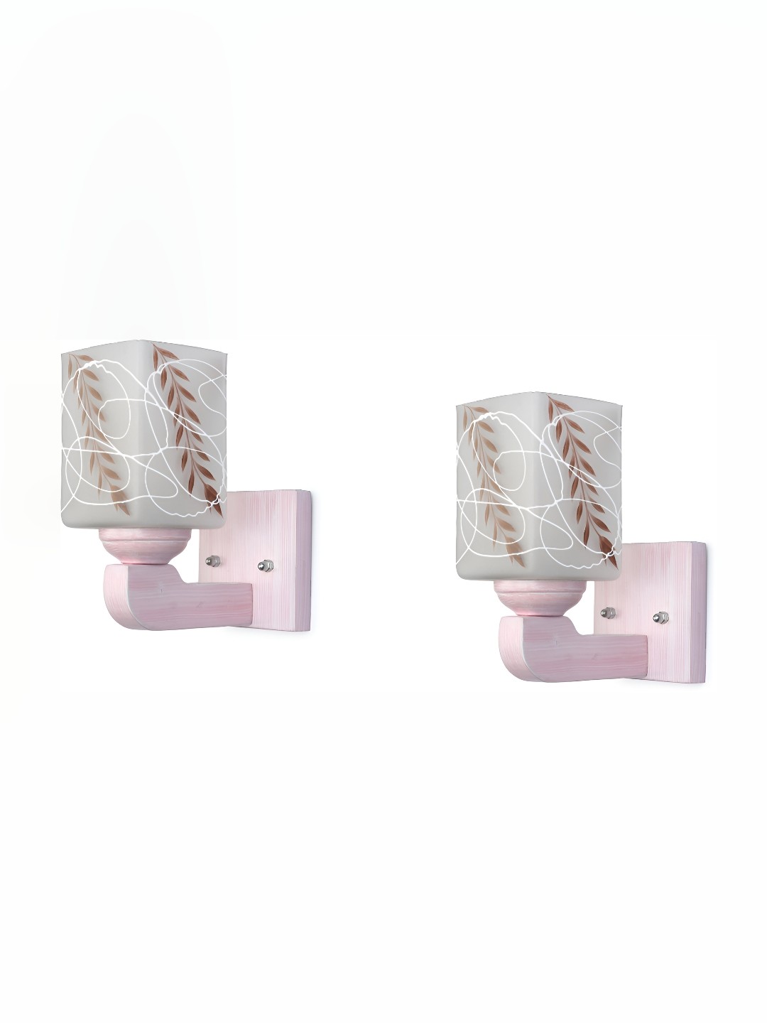 

1ST TIME Grey & White 2 Pieces Printed Rectangle Shaped Glass Wall Lamps