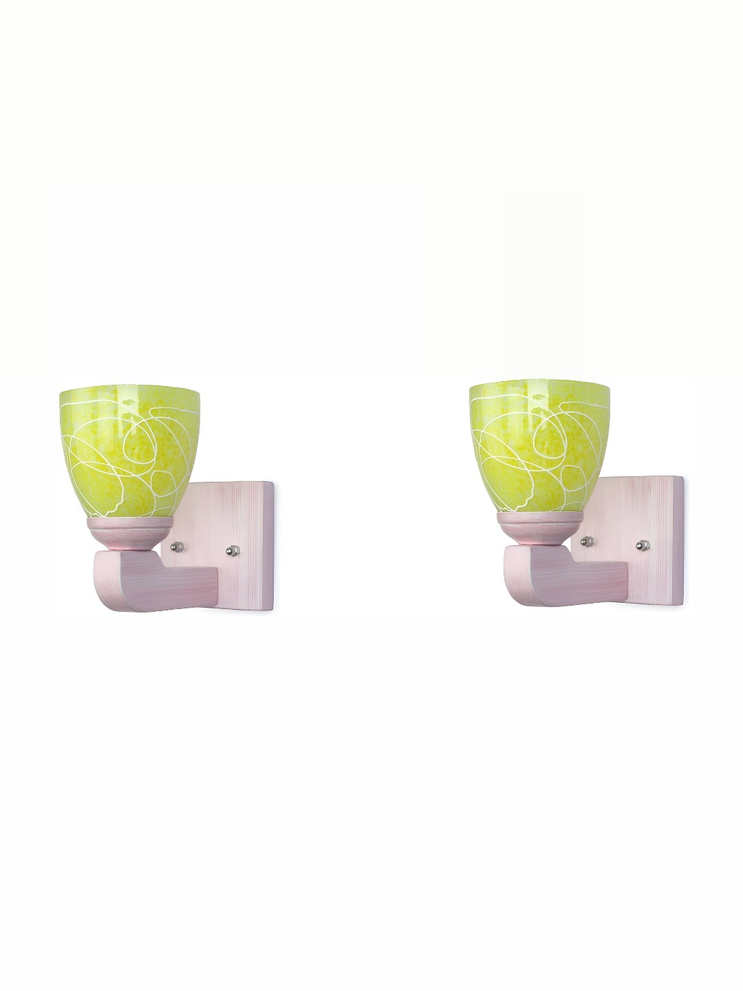 

1ST TIME Green & White 2 Pieces Textured Glass Traditional Cylinder Shaped Wall Lamp