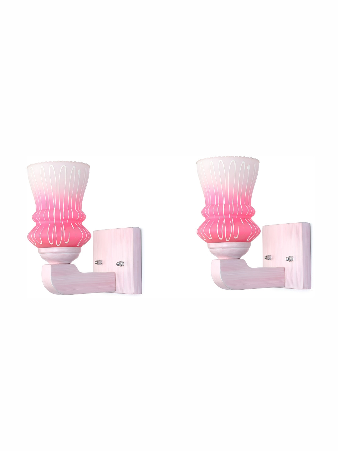 

1ST TIME Pink & White 2 Pieces Colourblocked Glass Traditional Abstract Shaped Wall Lamp