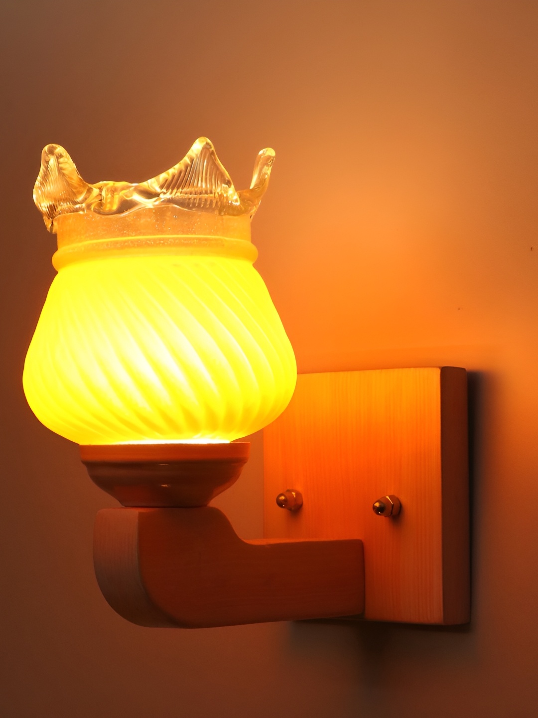 

1ST TIME Orange & White Glass Contemporary Textured Bell Shaped Wall Lamp