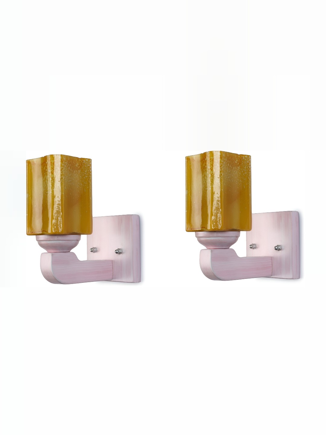 

1ST TIME Yellow 2Pcs Glass Traditional Rectangle Shaped Wall Lamps