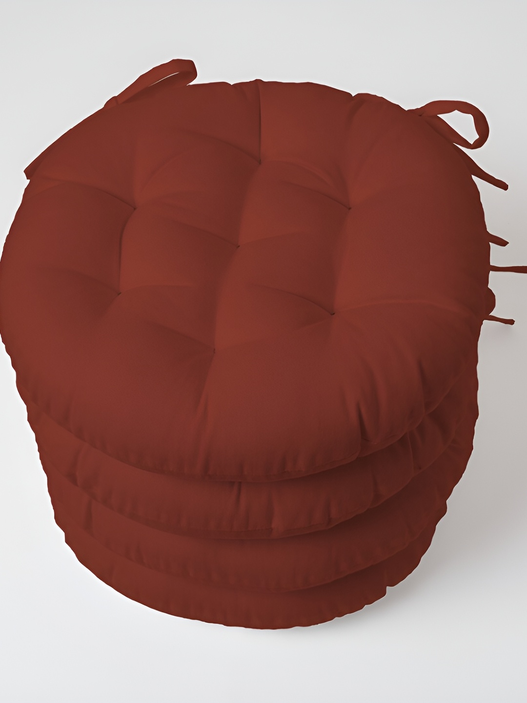 

SKANDA FAB Brown 4 Pieces Round Shaped Pure Cotton Chair Pads