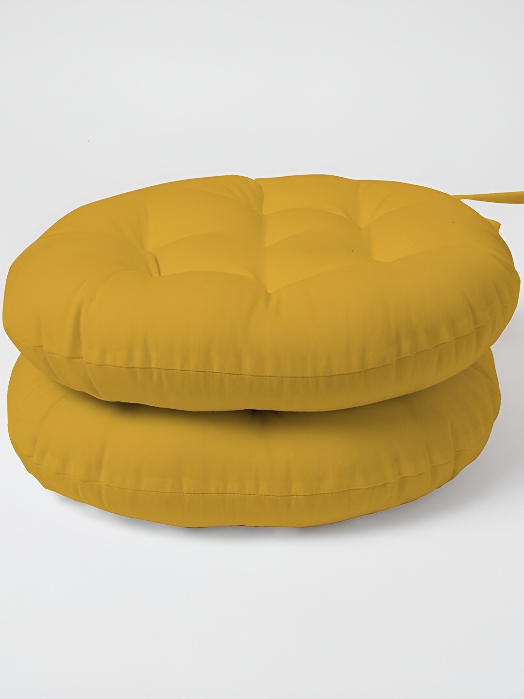 

SKANDA FAB Mustard Yellow 2 Pcs Round Shaped Pure Cotton Chair Pads