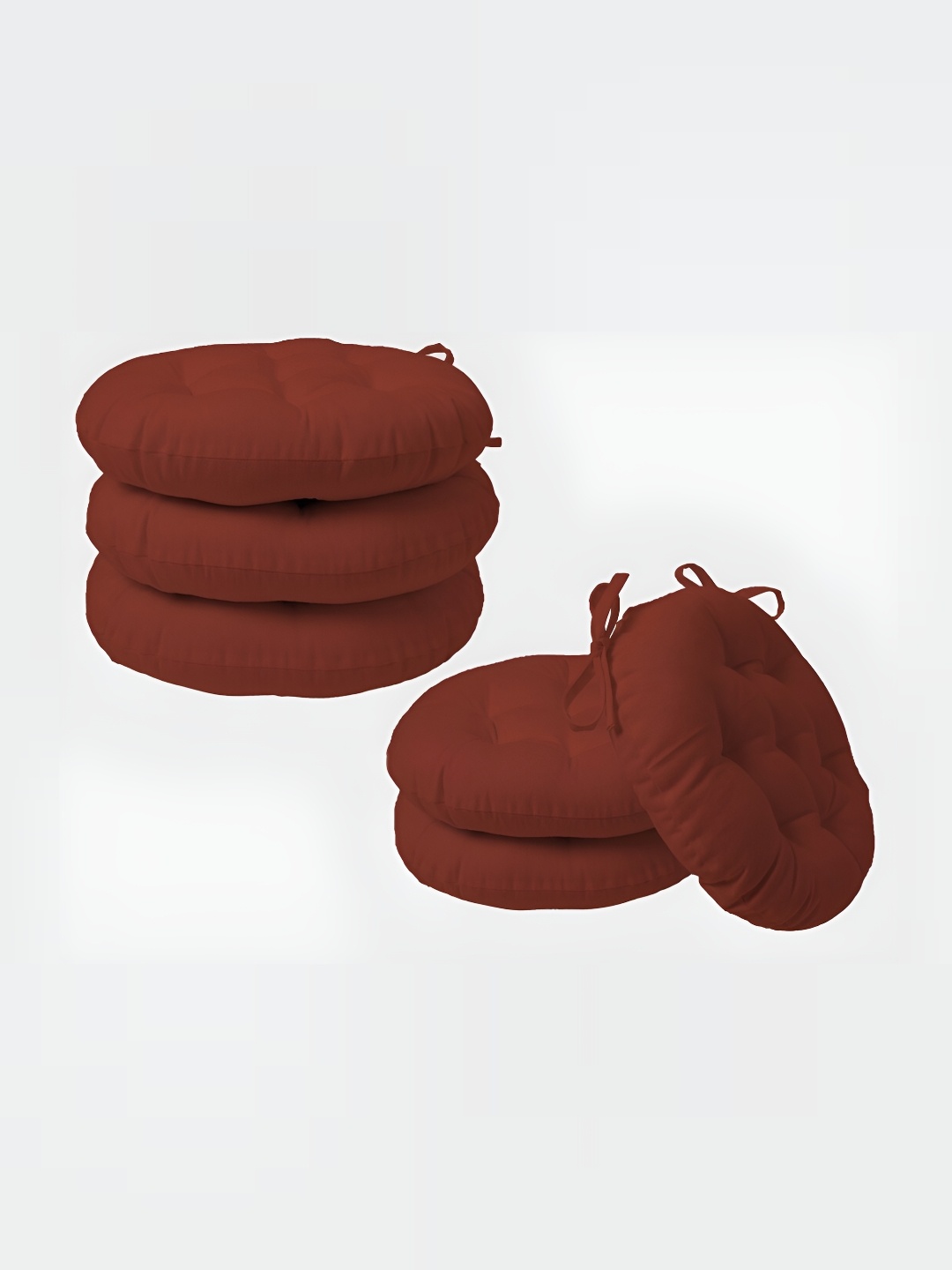 

SKANDA FAB Brown 6 Pieces Round Shaped Pure Cotton Chair Pads
