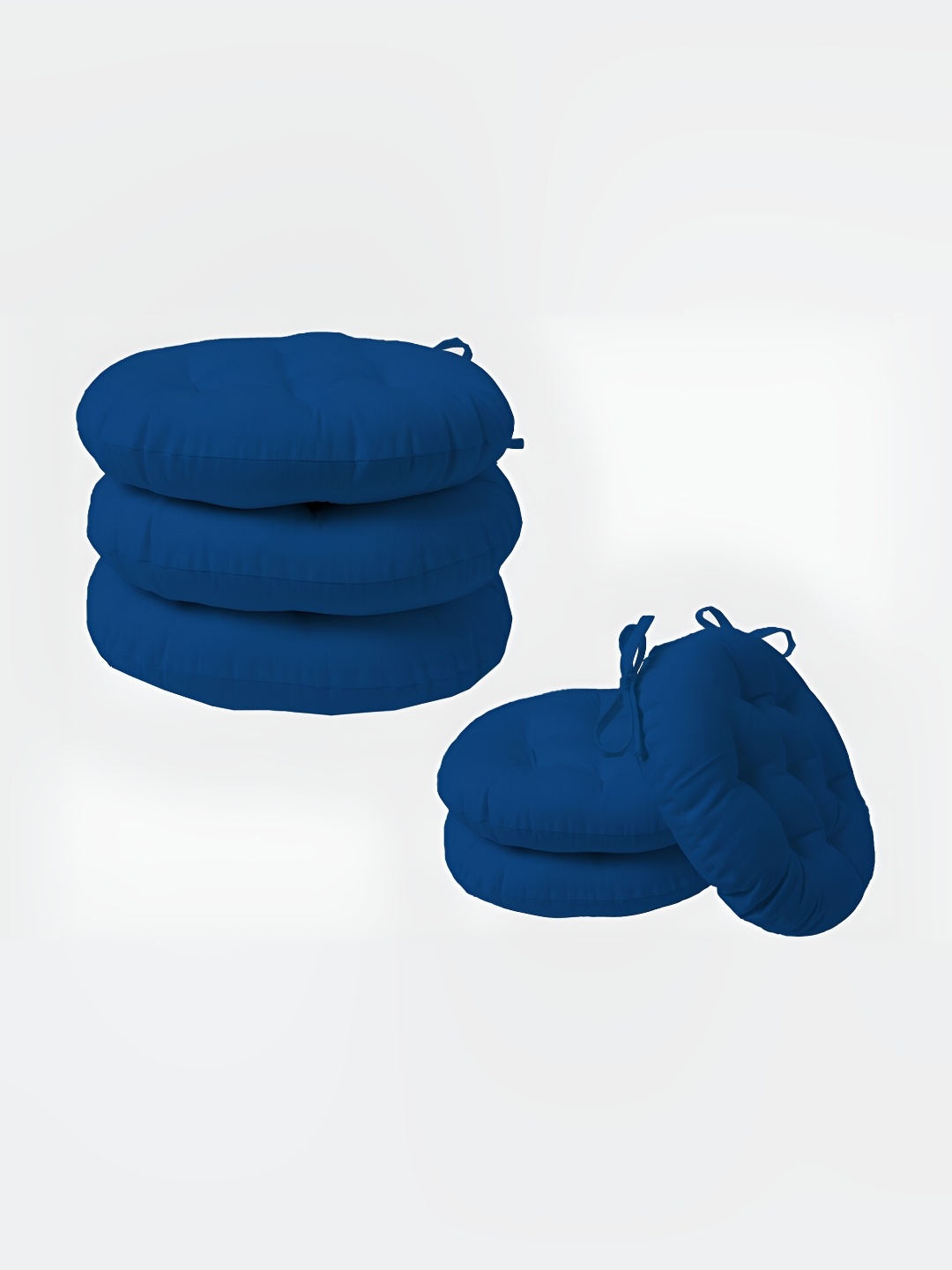 

SKANDA FAB Blue 6 Pieces Round Shaped Pure Cotton Chair Pads