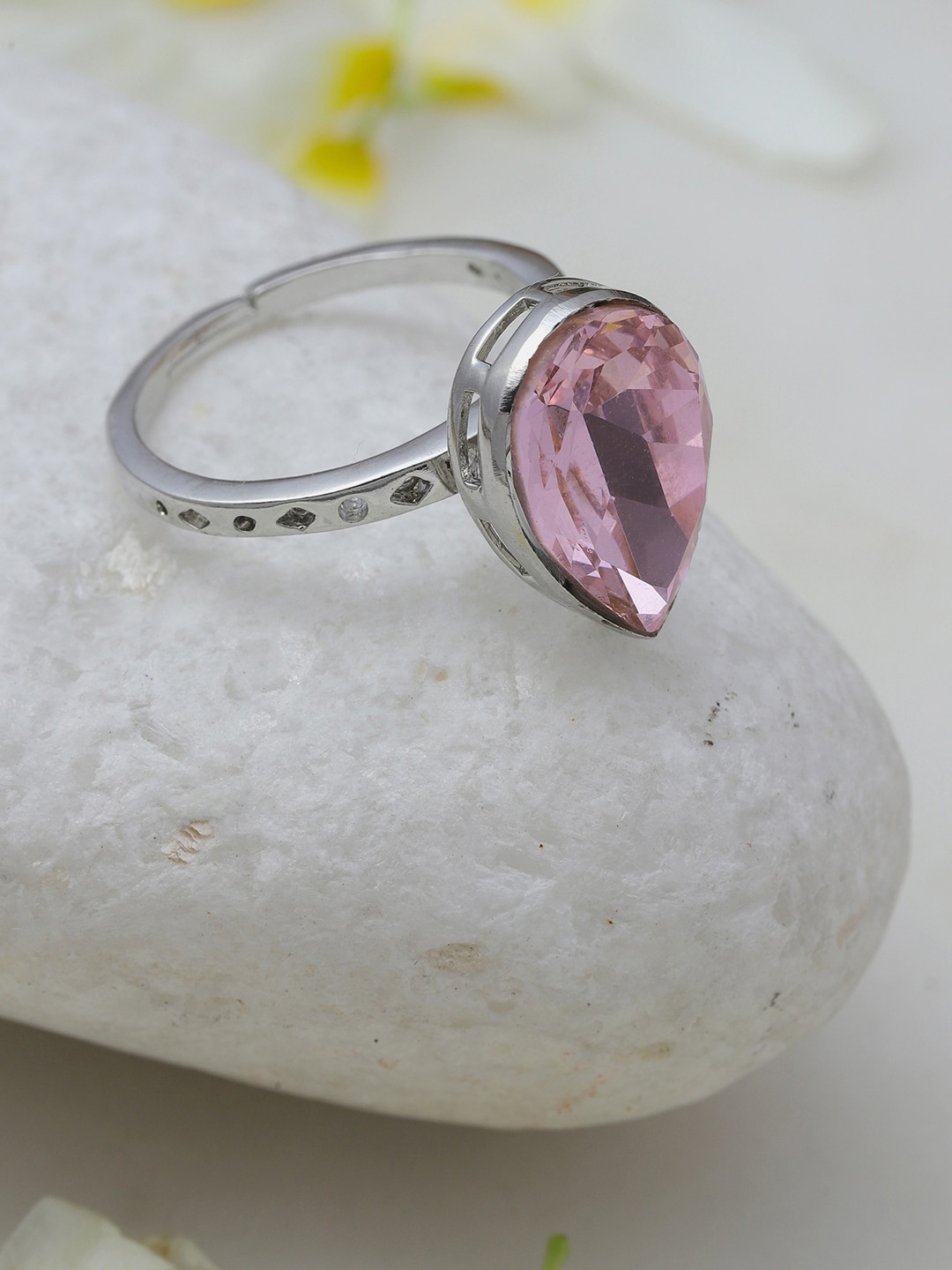 

RITU SINGH Silver-Plated AD Studded Finger Ring